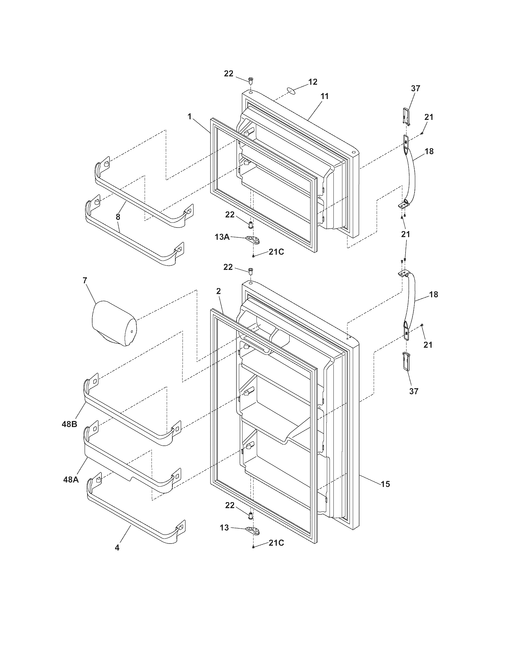 Frigidaire FRT17G5CSK8 door diagram