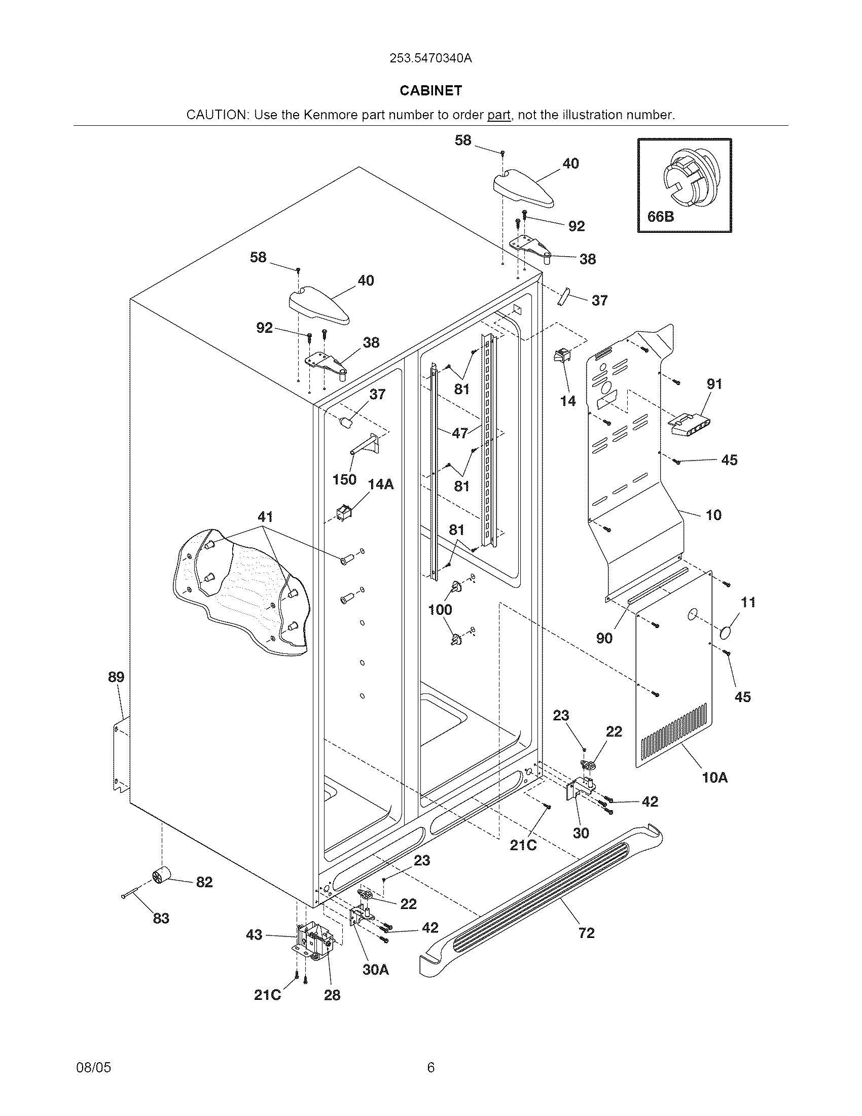 Kenmore 2535470340A cabinet diagram
