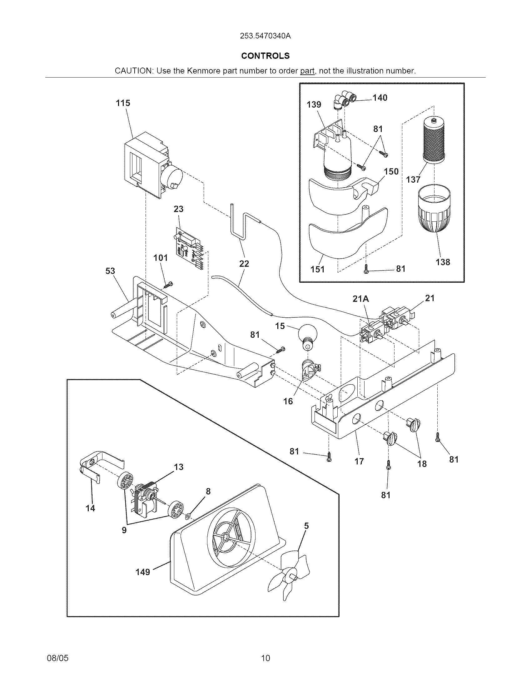 Kenmore 2535470340A controls diagram