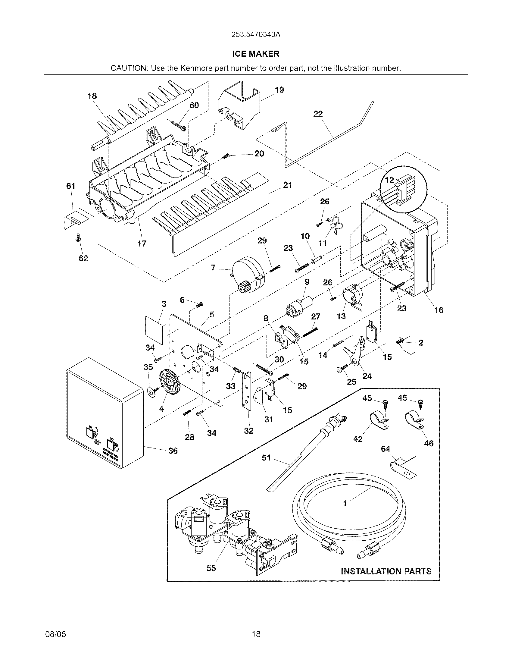 Kenmore 2535470340A ice maker diagram
