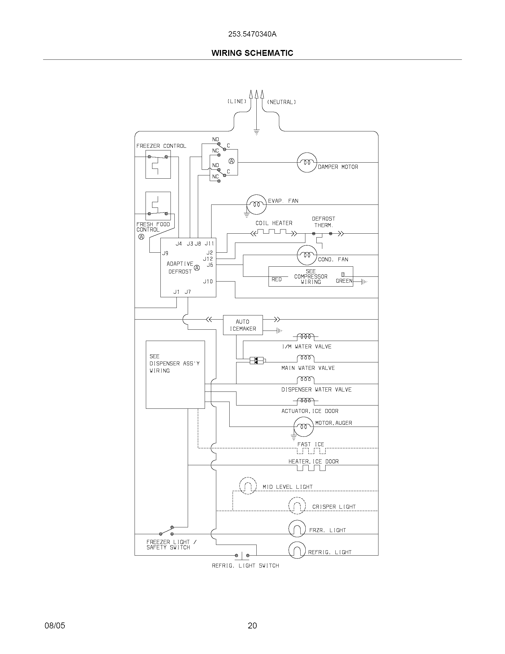 Kenmore 2535470340A wiring schematic diagram