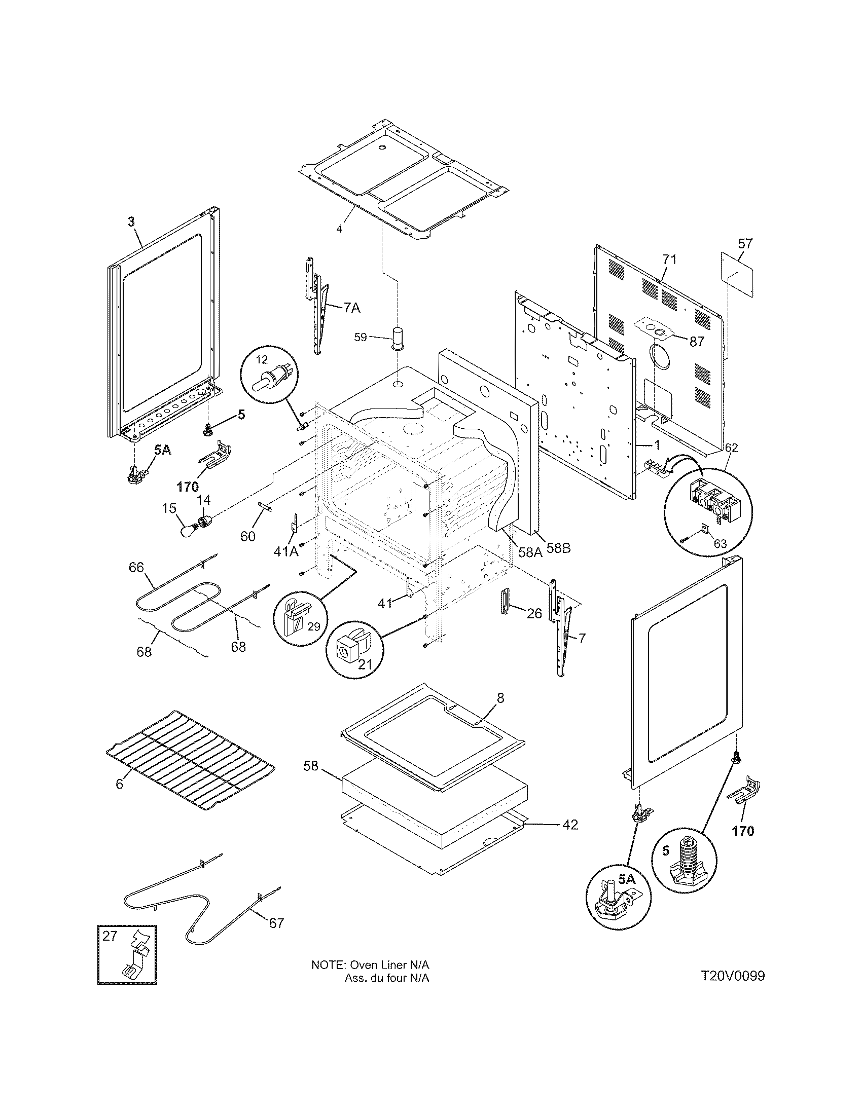 Frigidaire FEF312BSE body diagram