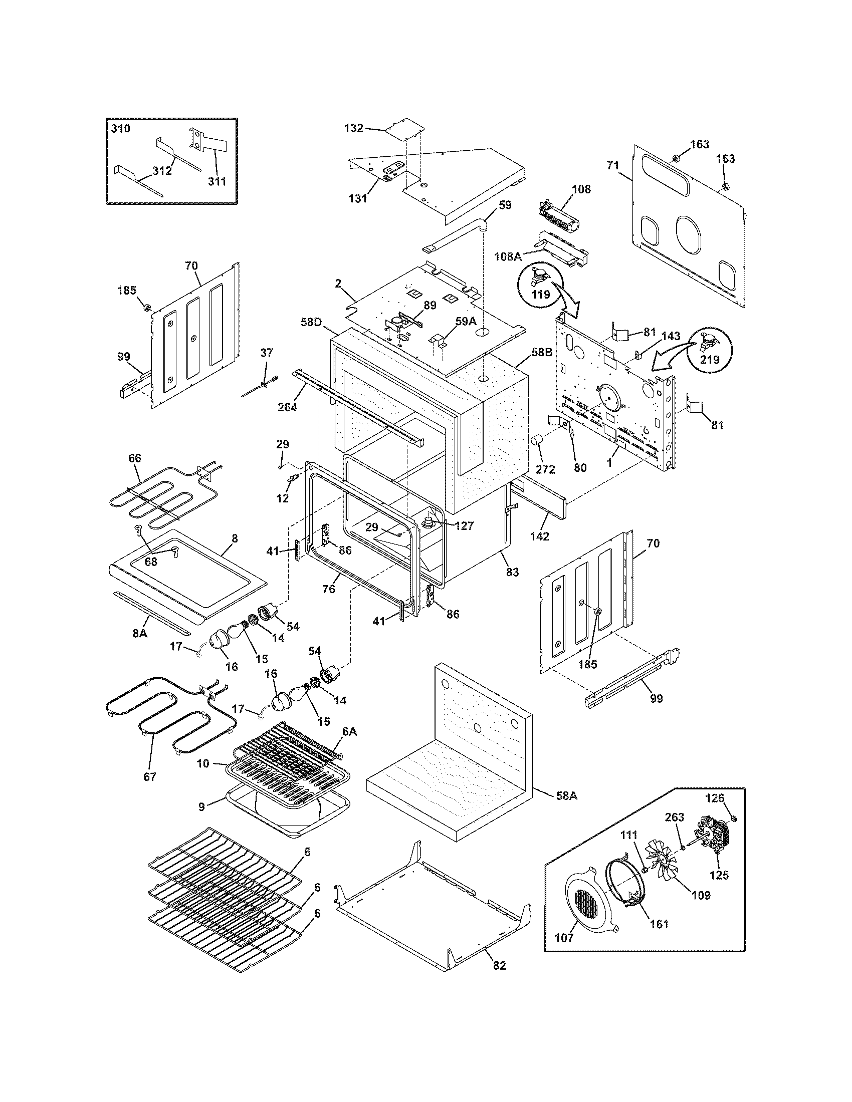 Frigidaire PLEB27T9DCB upper oven diagram