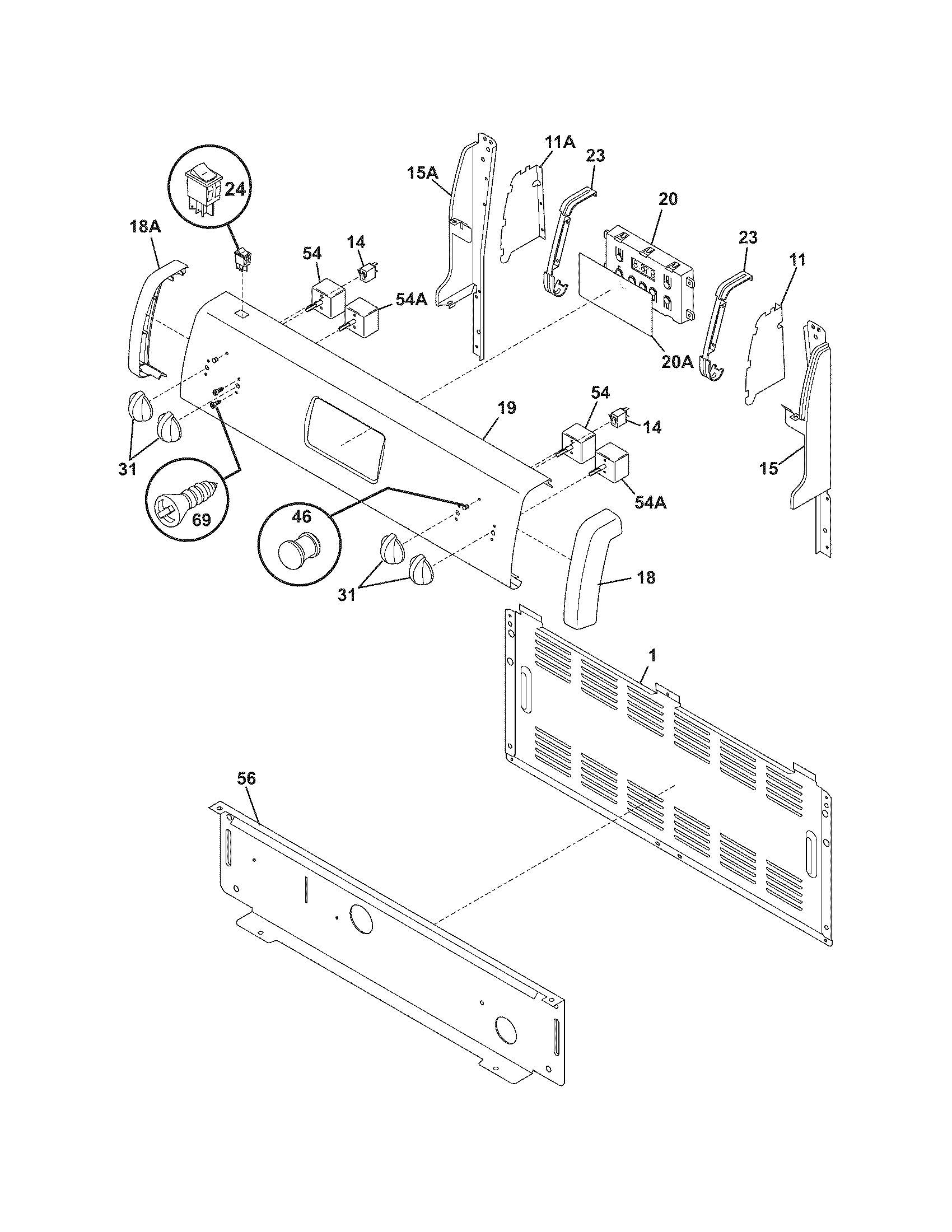 Frigidaire FEF326AQM backguard diagram