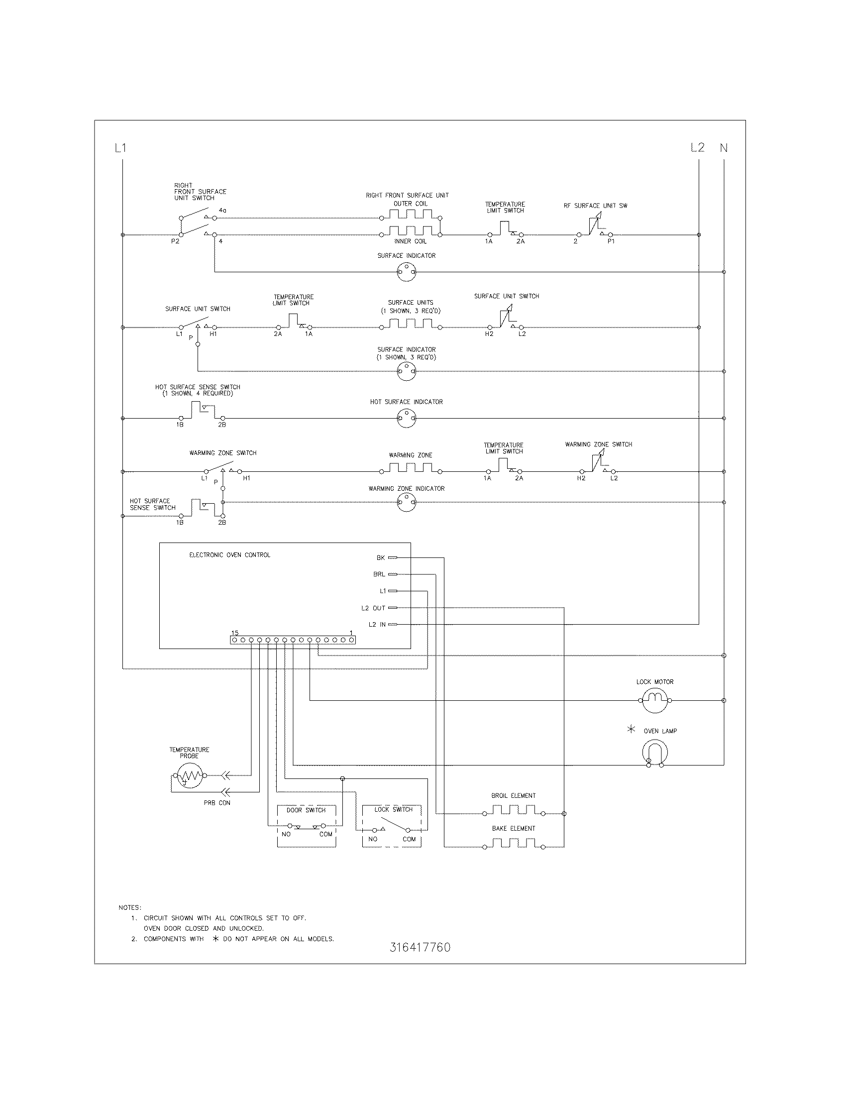 Frigidaire FEFB78DBF wiring schematic diagram