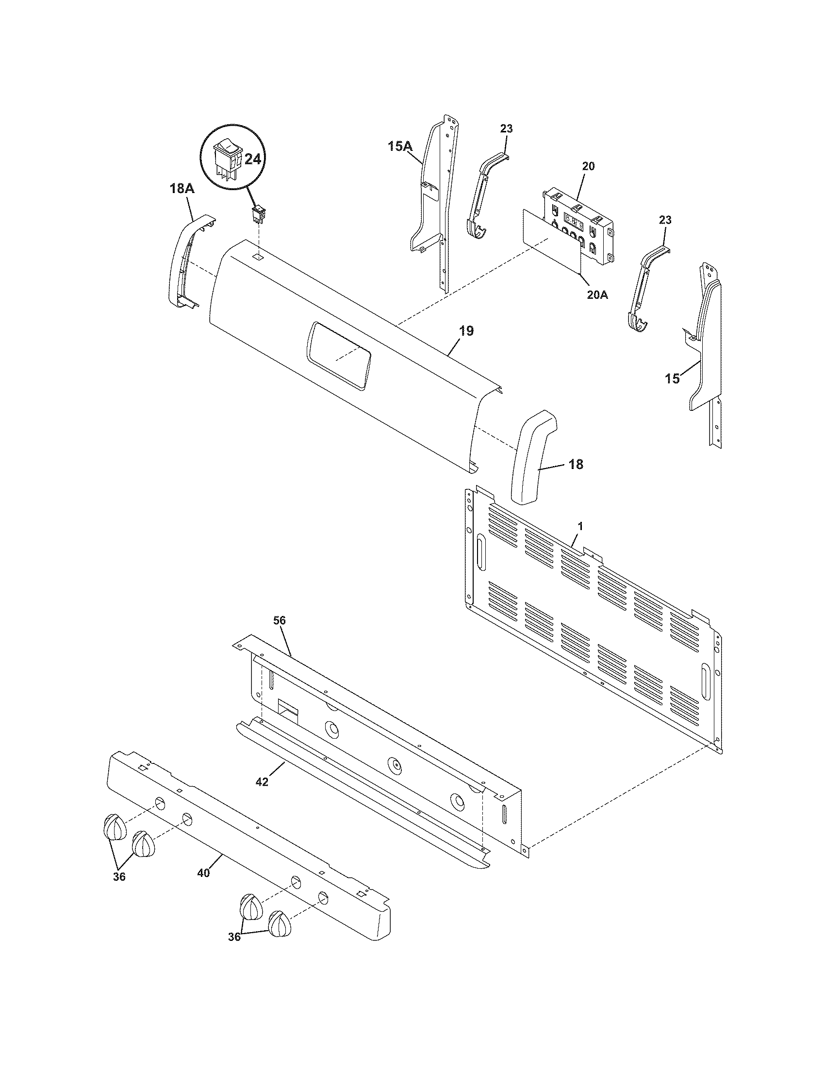 Tappan TGF336ASJ backguard diagram