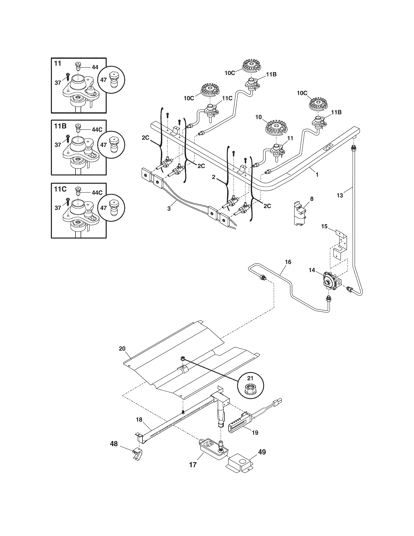 Tappan TGF336ASJ burner diagram