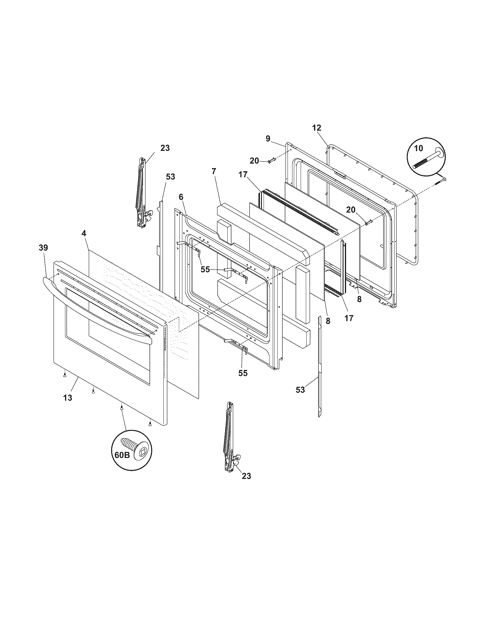 Frigidaire CFGF366DCF door diagram