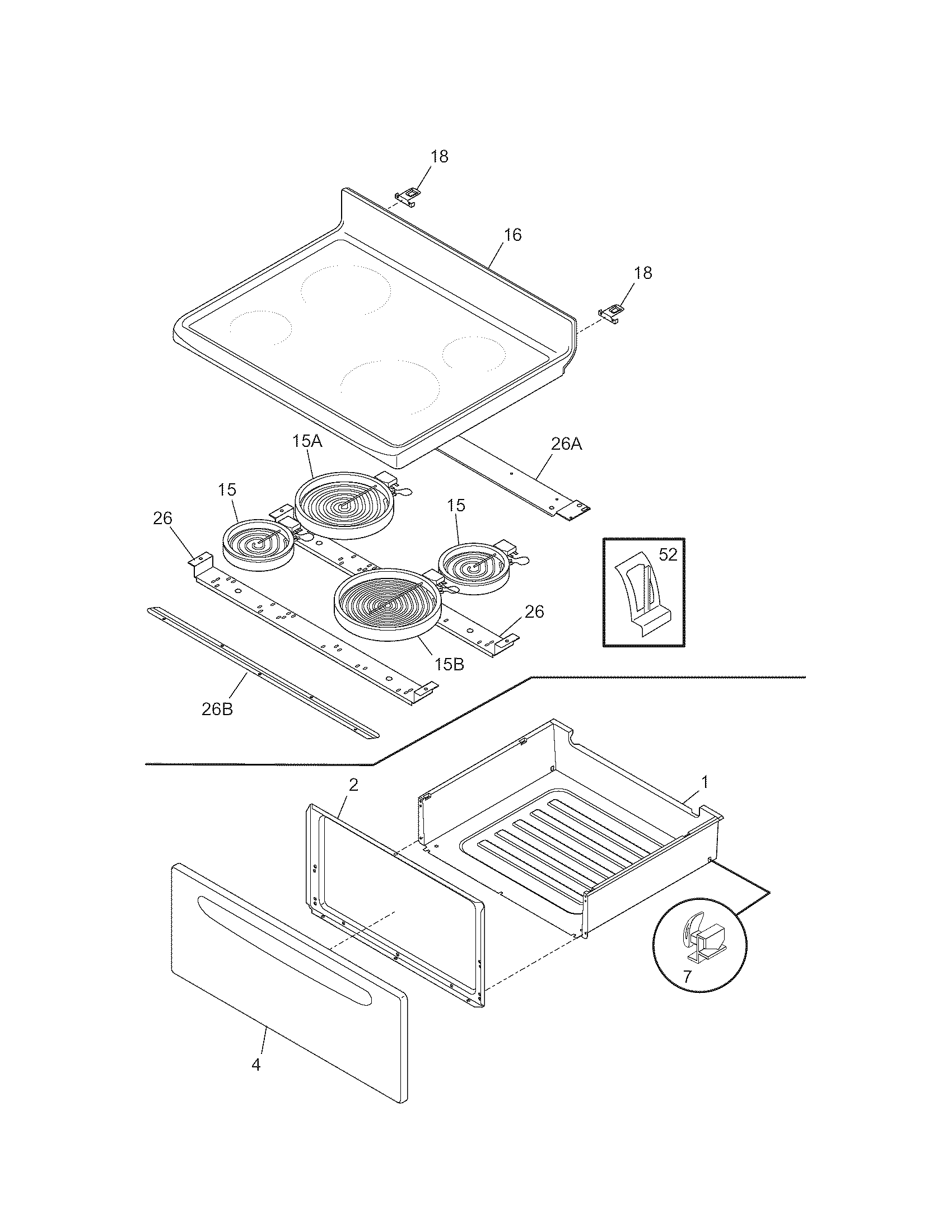 Kenmore 79092312307 top/drawer diagram