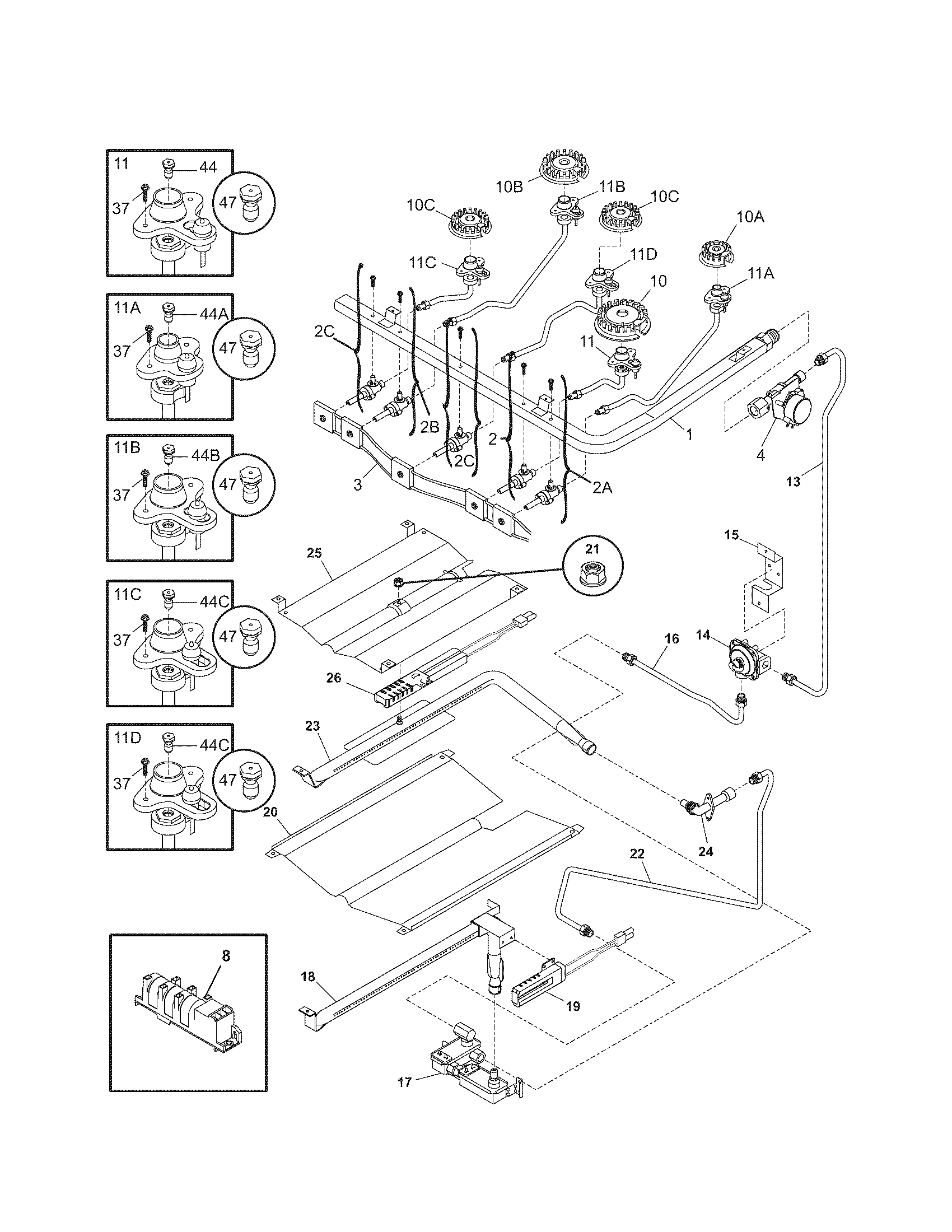 Kenmore 79078954501 burner diagram