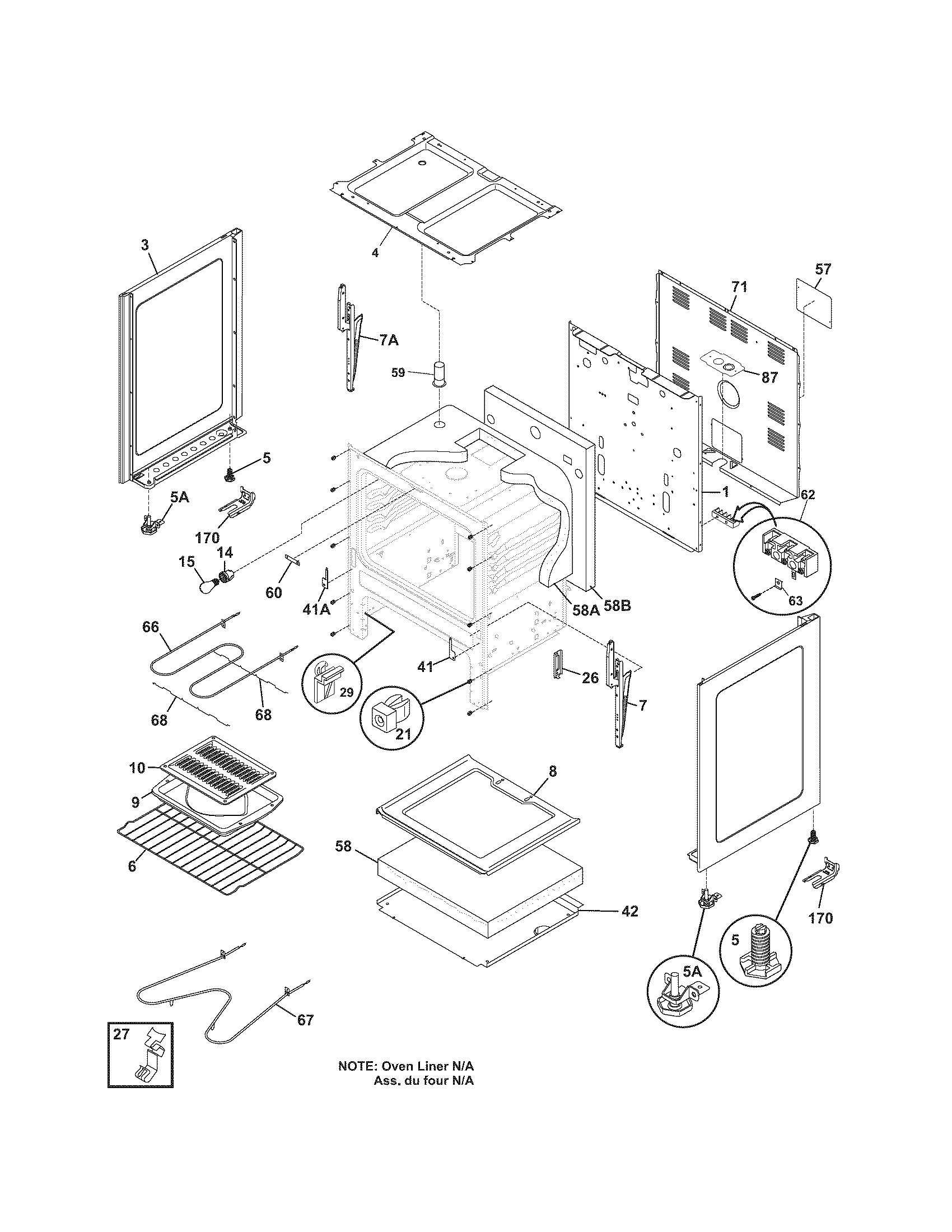 Frigidaire FEF316BSF body diagram