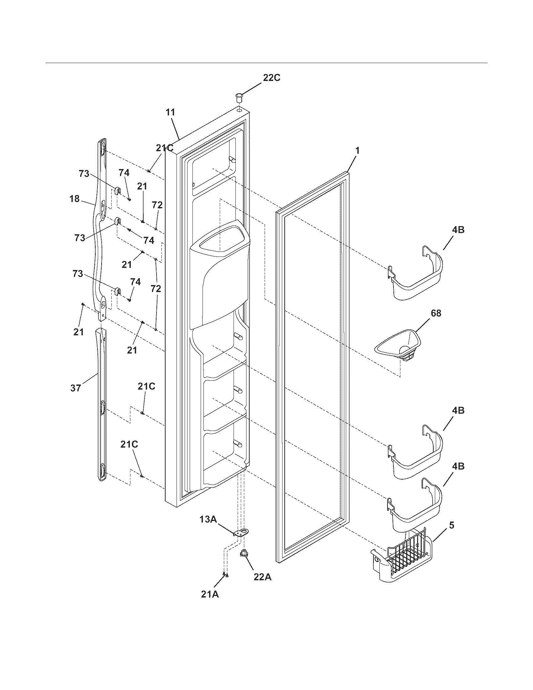 Frigidaire FSC23F7DW7 freezer door diagram