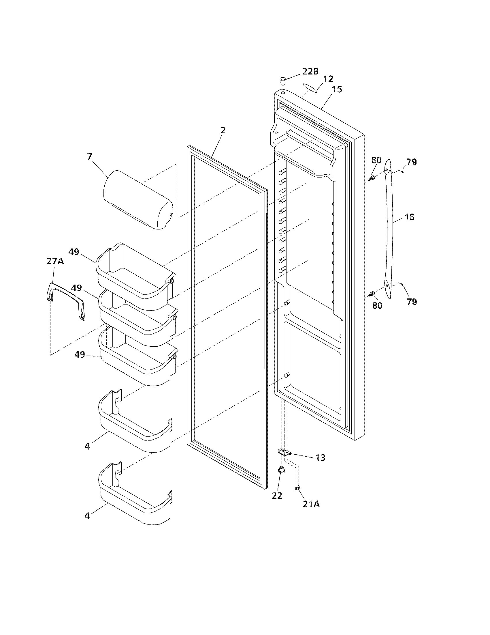 Frigidaire PLHS239ZDBS refrigerator door diagram