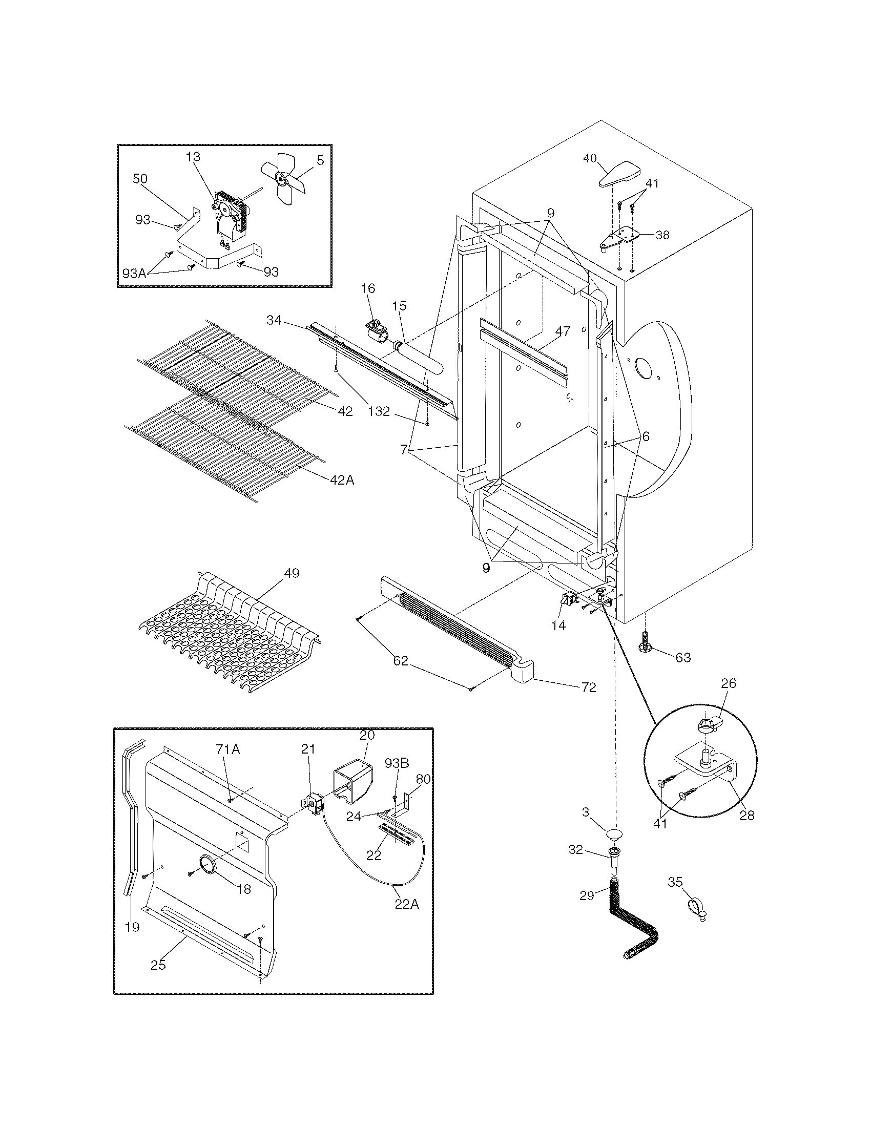Frigidaire FFU20FK0DW4 cabinet diagram