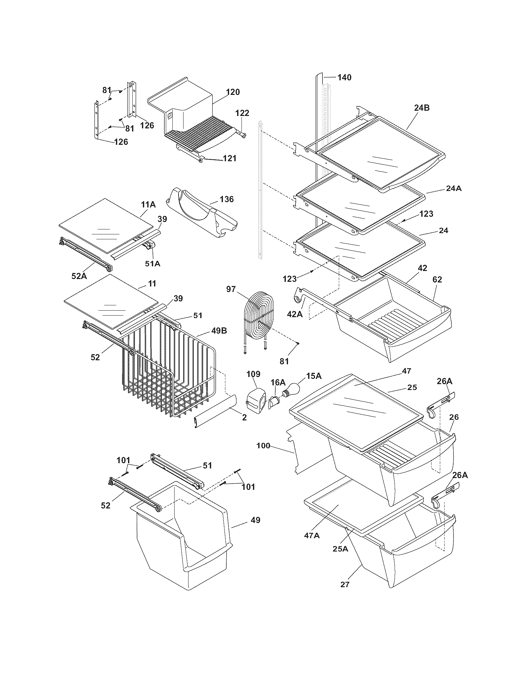 Frigidaire PLHS37EESB9 shelves diagram