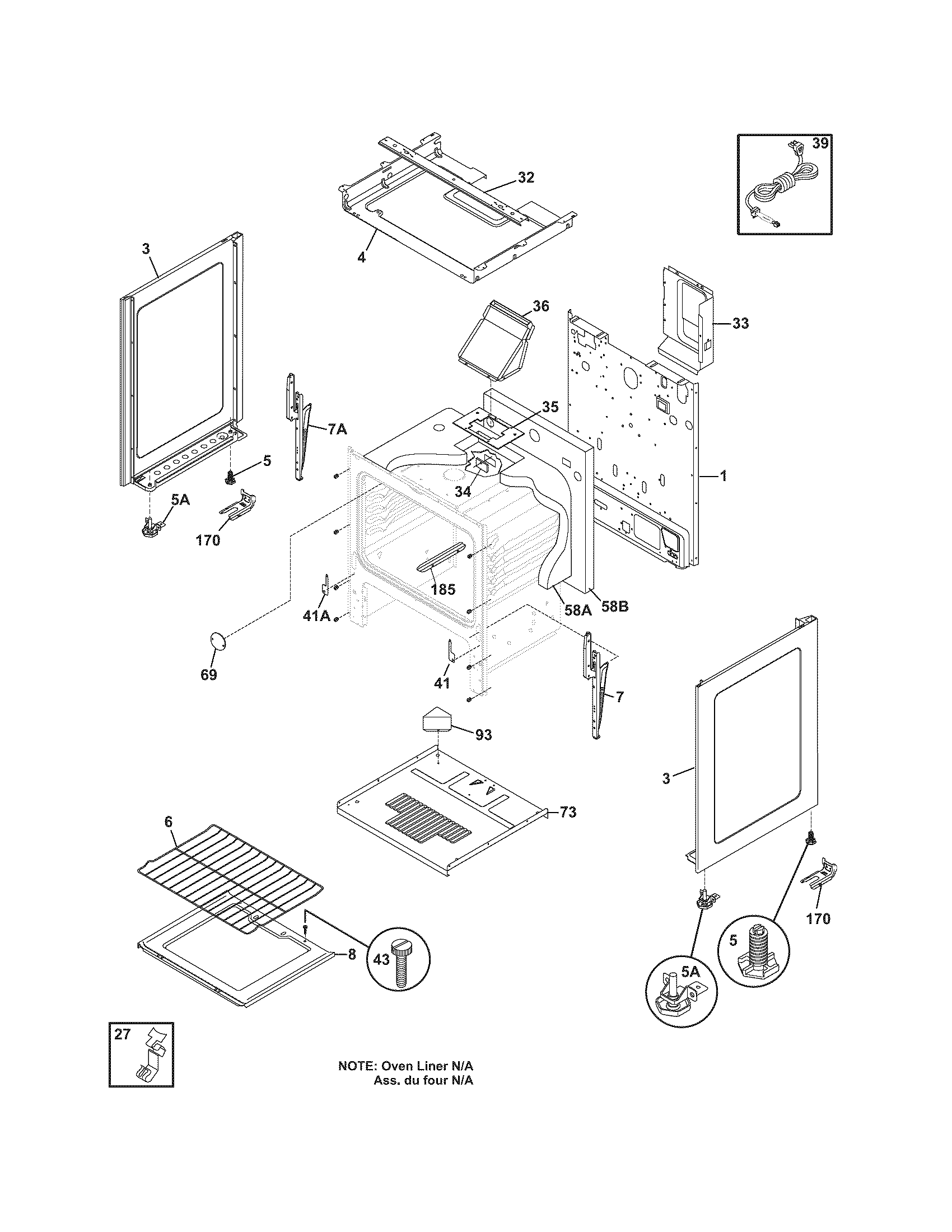 Tappan TGF303BWD body diagram