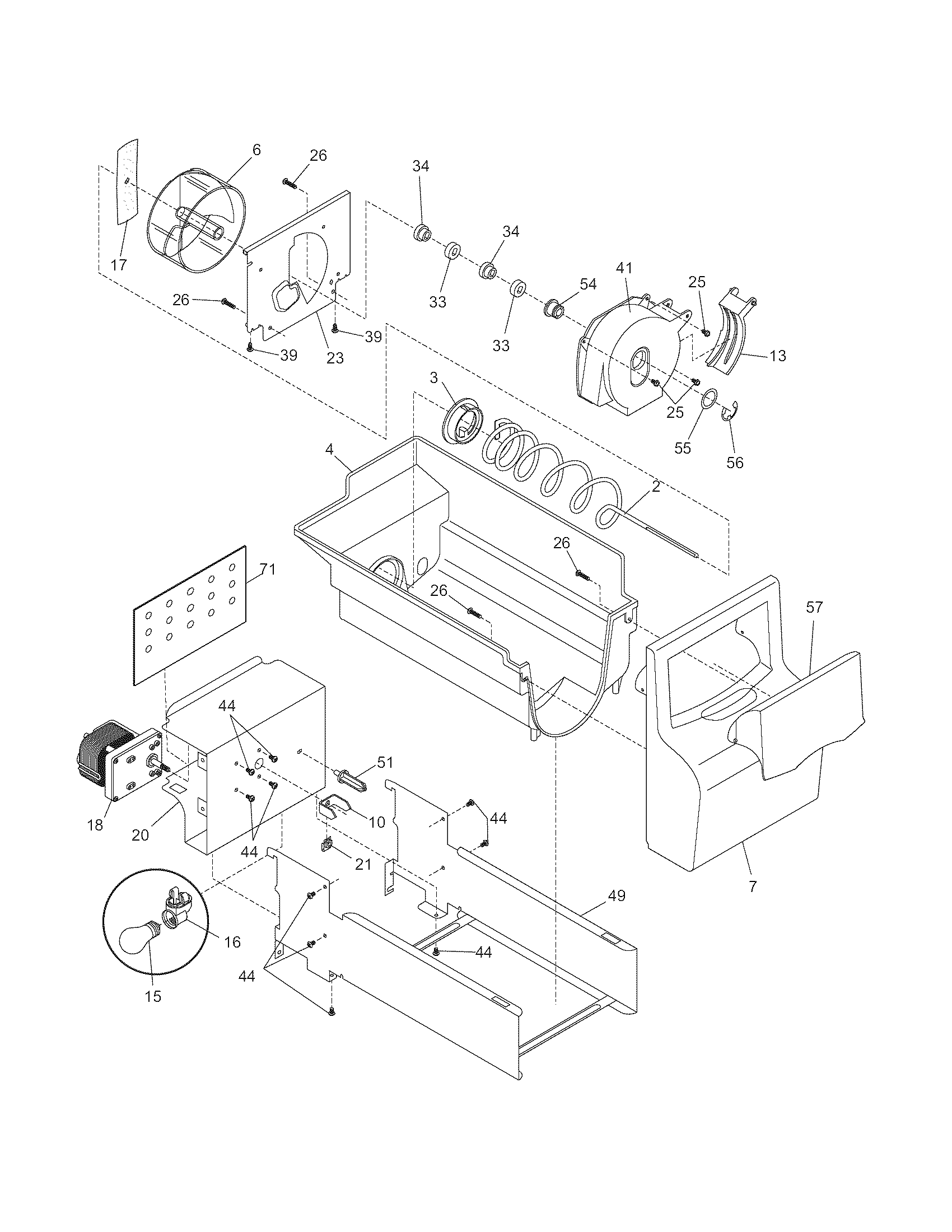 Frigidaire FRS26R2AQI ice container diagram