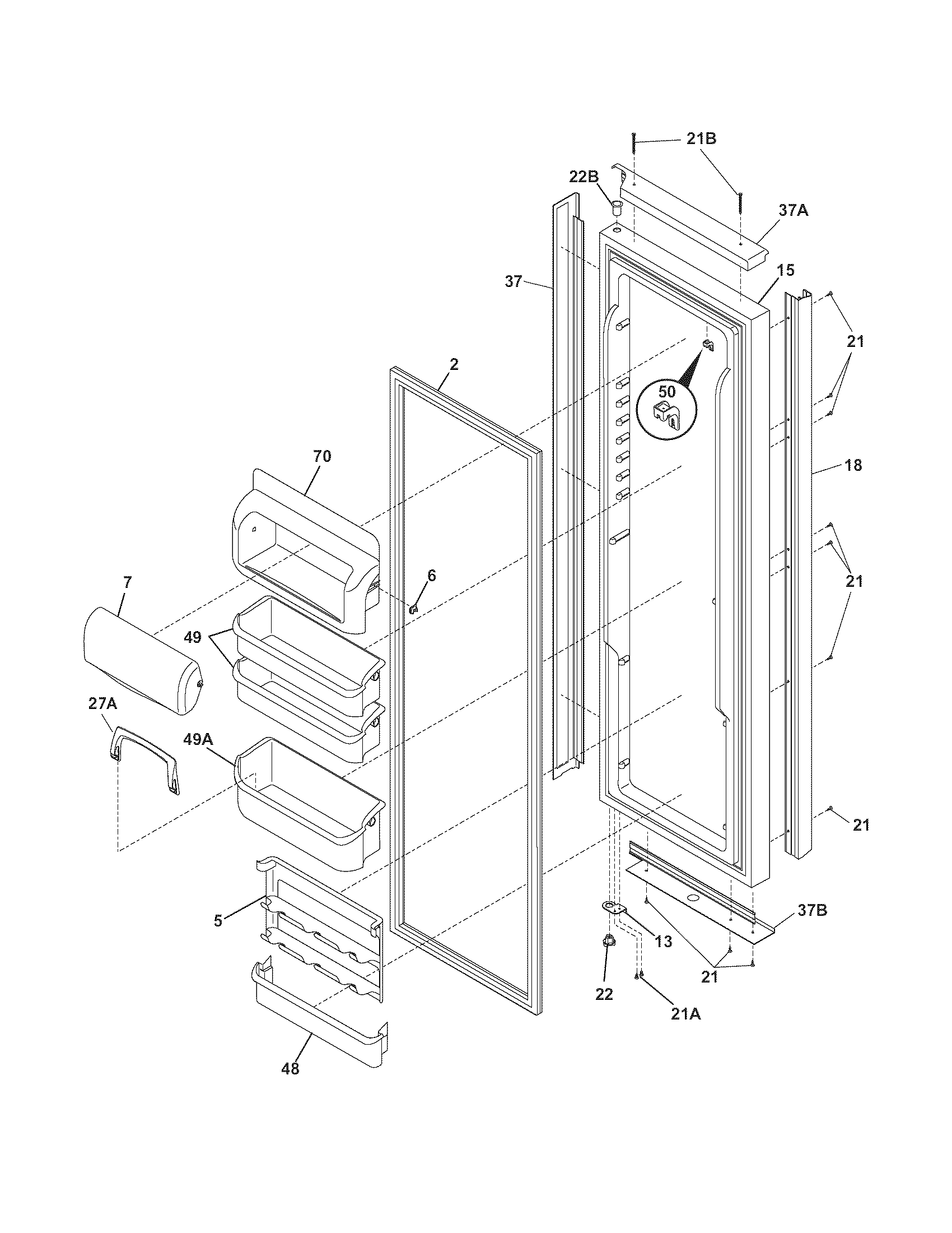 Frigidaire FSC23F7TDS7 refrigerator door diagram