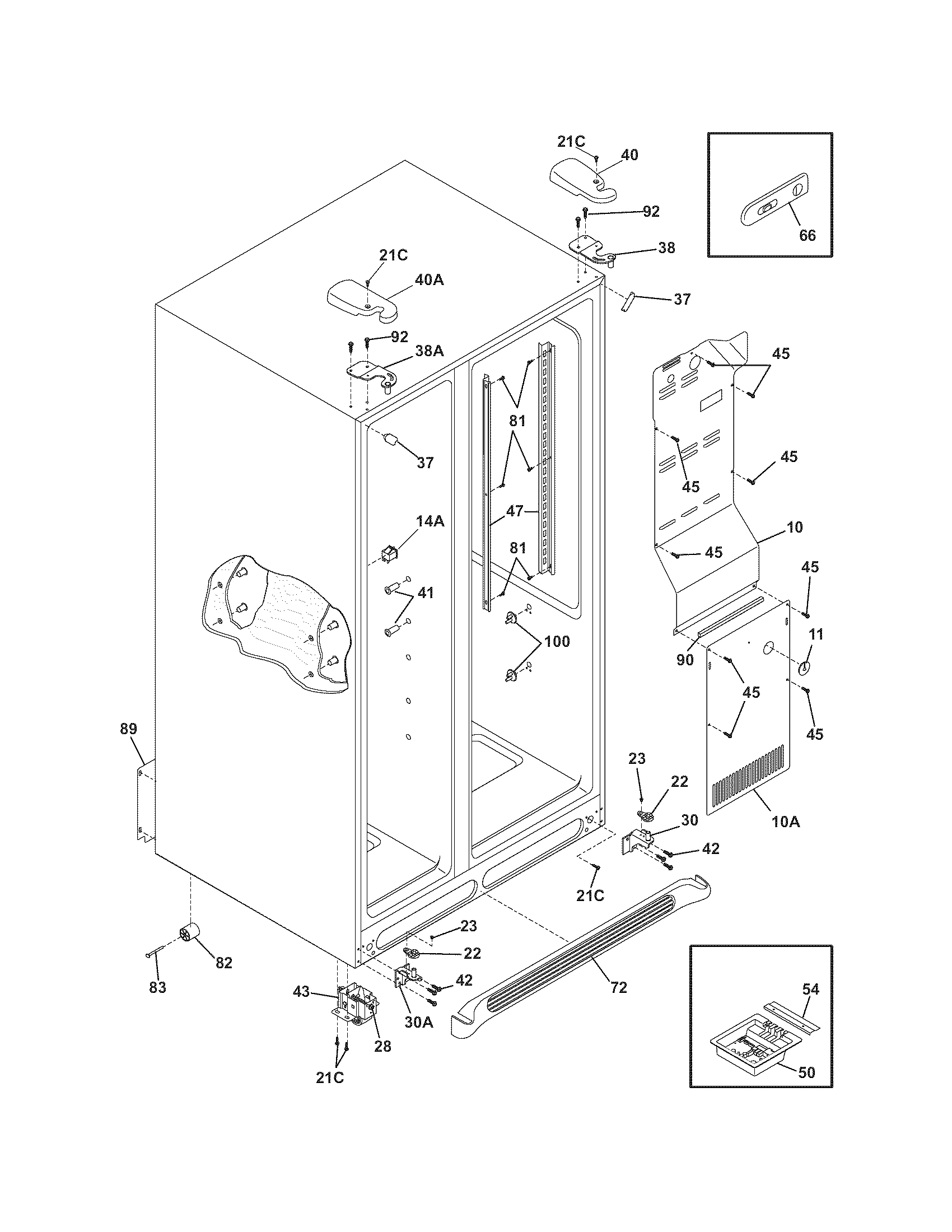 Frigidaire FSC23F7TDS7 cabinet diagram