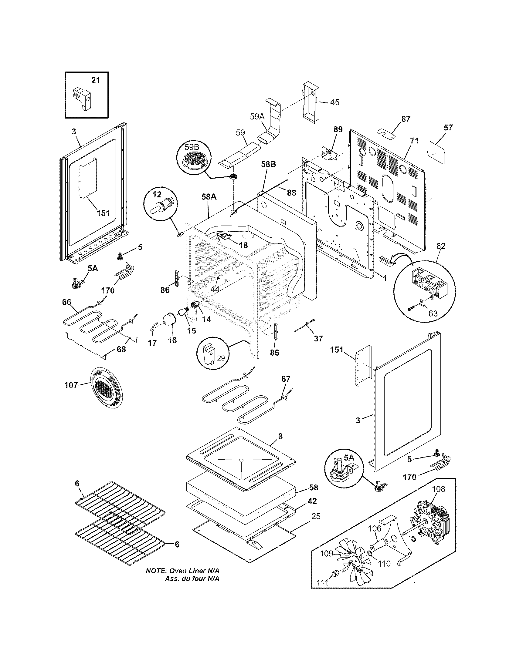 Frigidaire FEF375ESB body diagram
