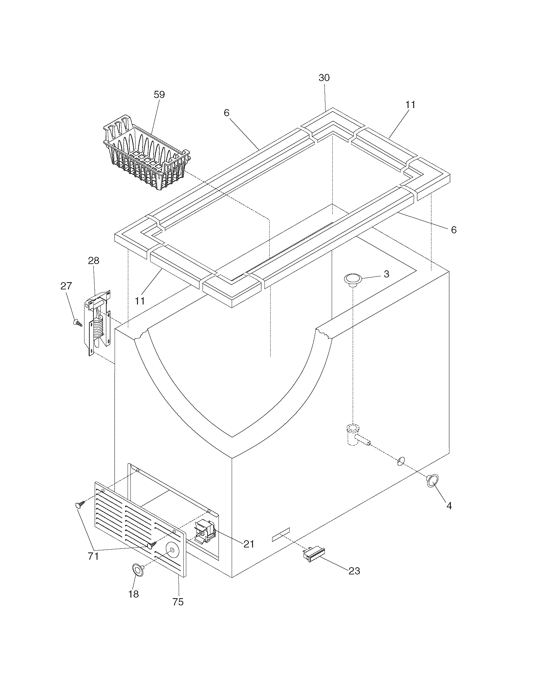 Frigidaire FFC0723DW7 cabinet diagram