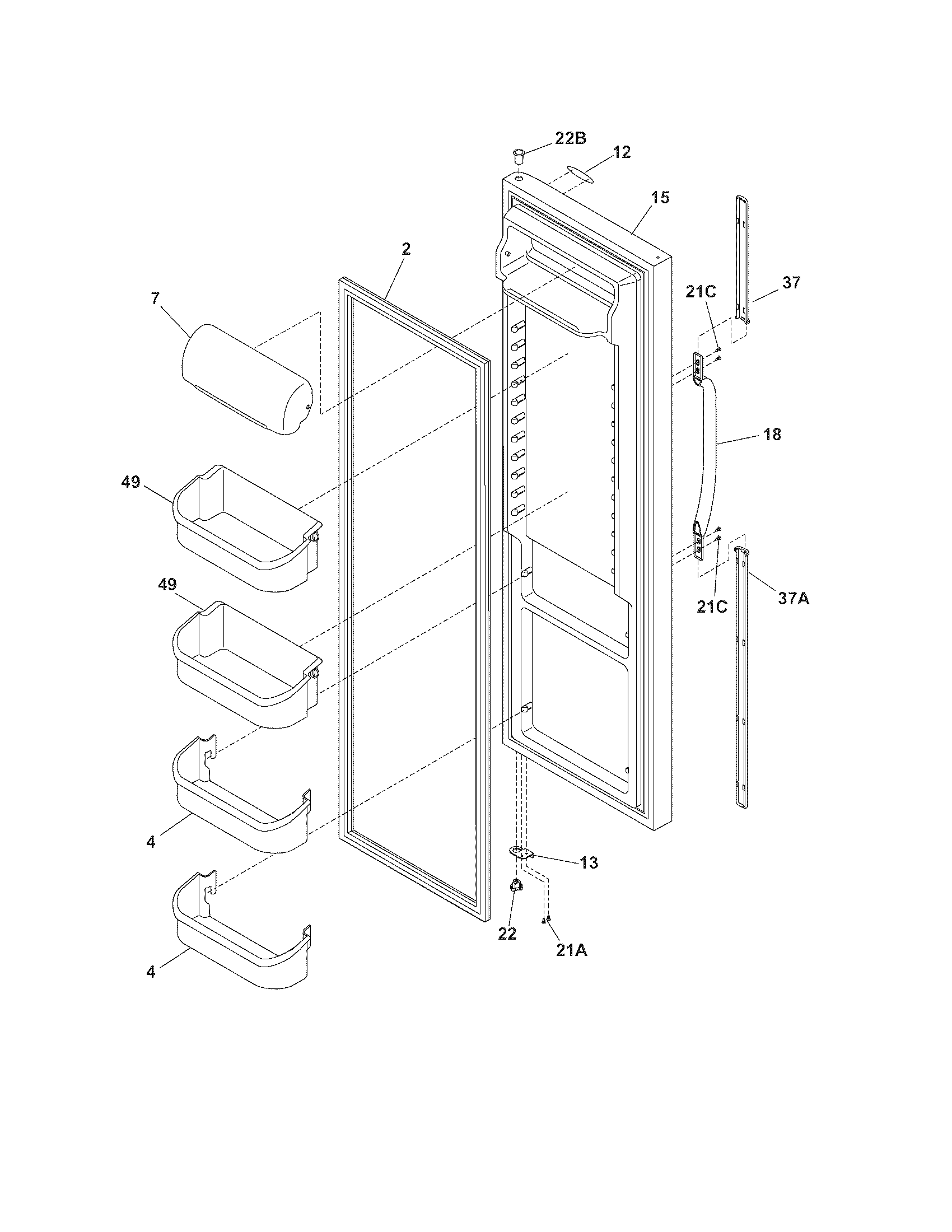 Frigidaire FRS26LH5DSB refrigerator door diagram