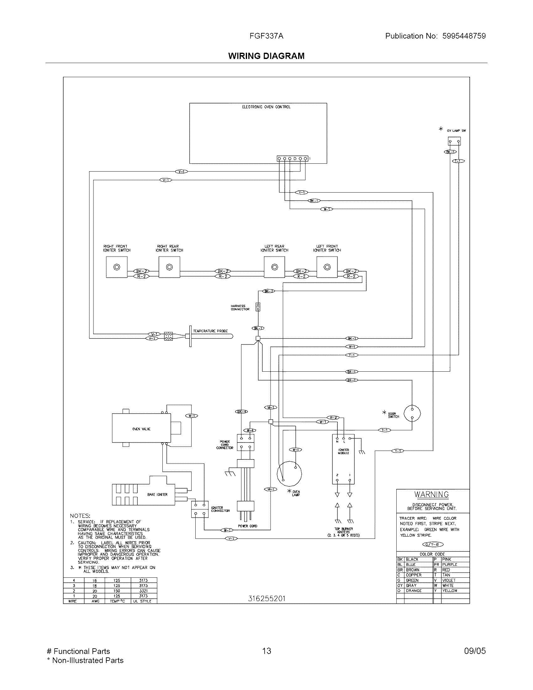 Frigidaire FGF337ABL wiring diagram diagram