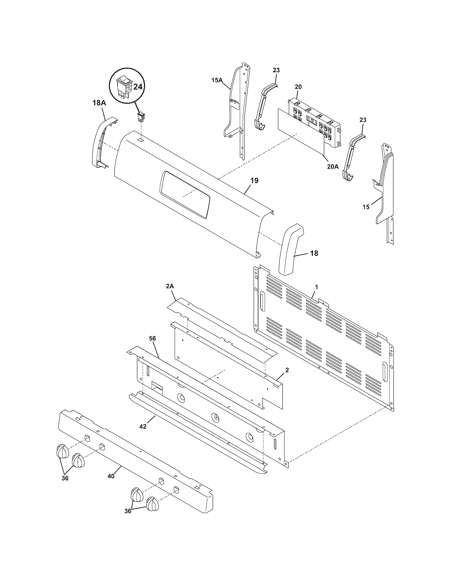 Frigidaire FGF355DWD backguard diagram