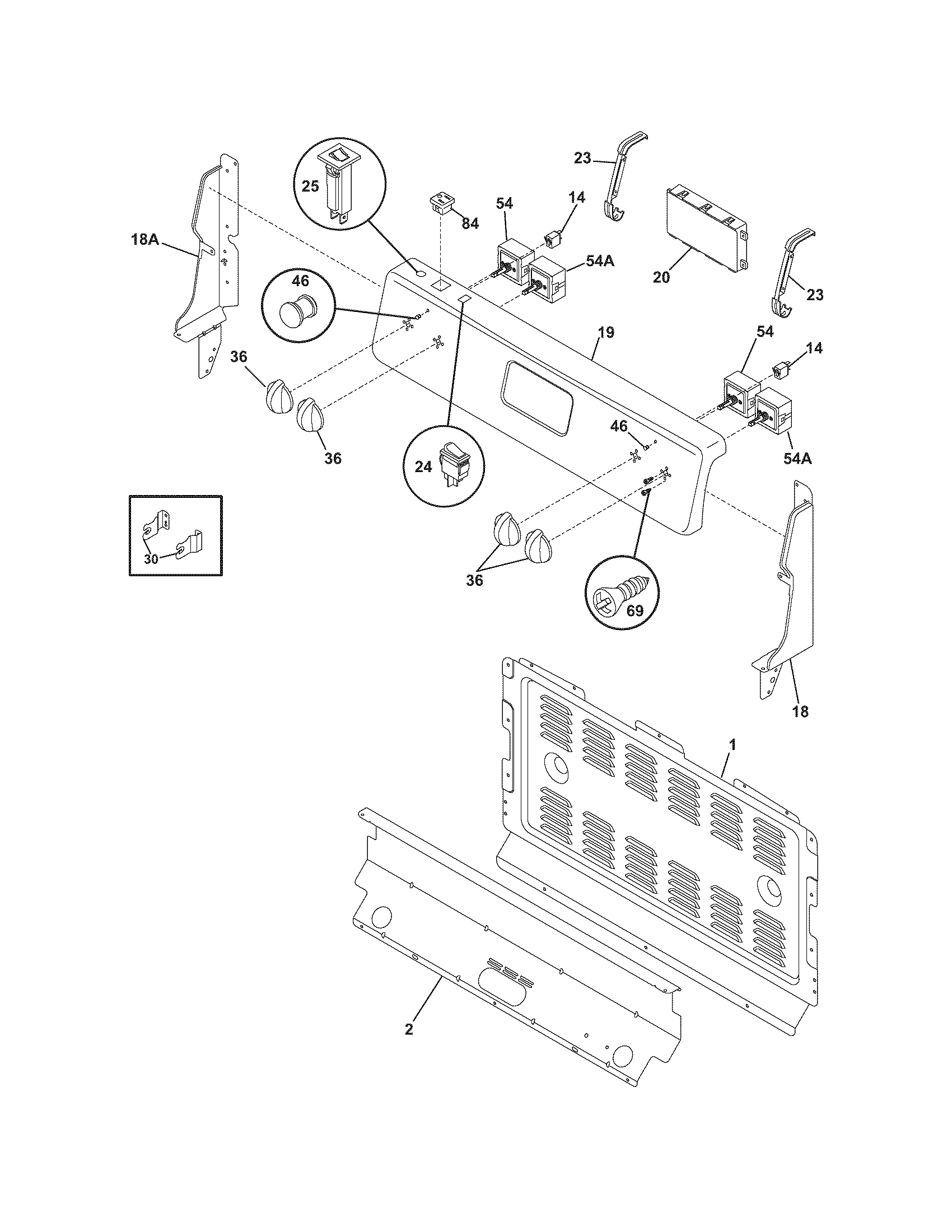 Frigidaire CFEF312EQ1 backguard diagram