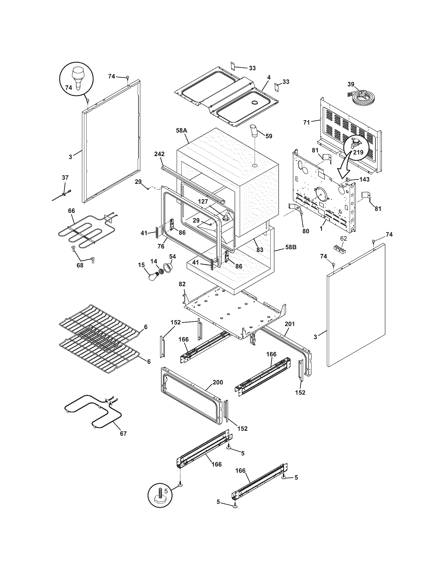 Frigidaire CFEF312EQ1 body diagram