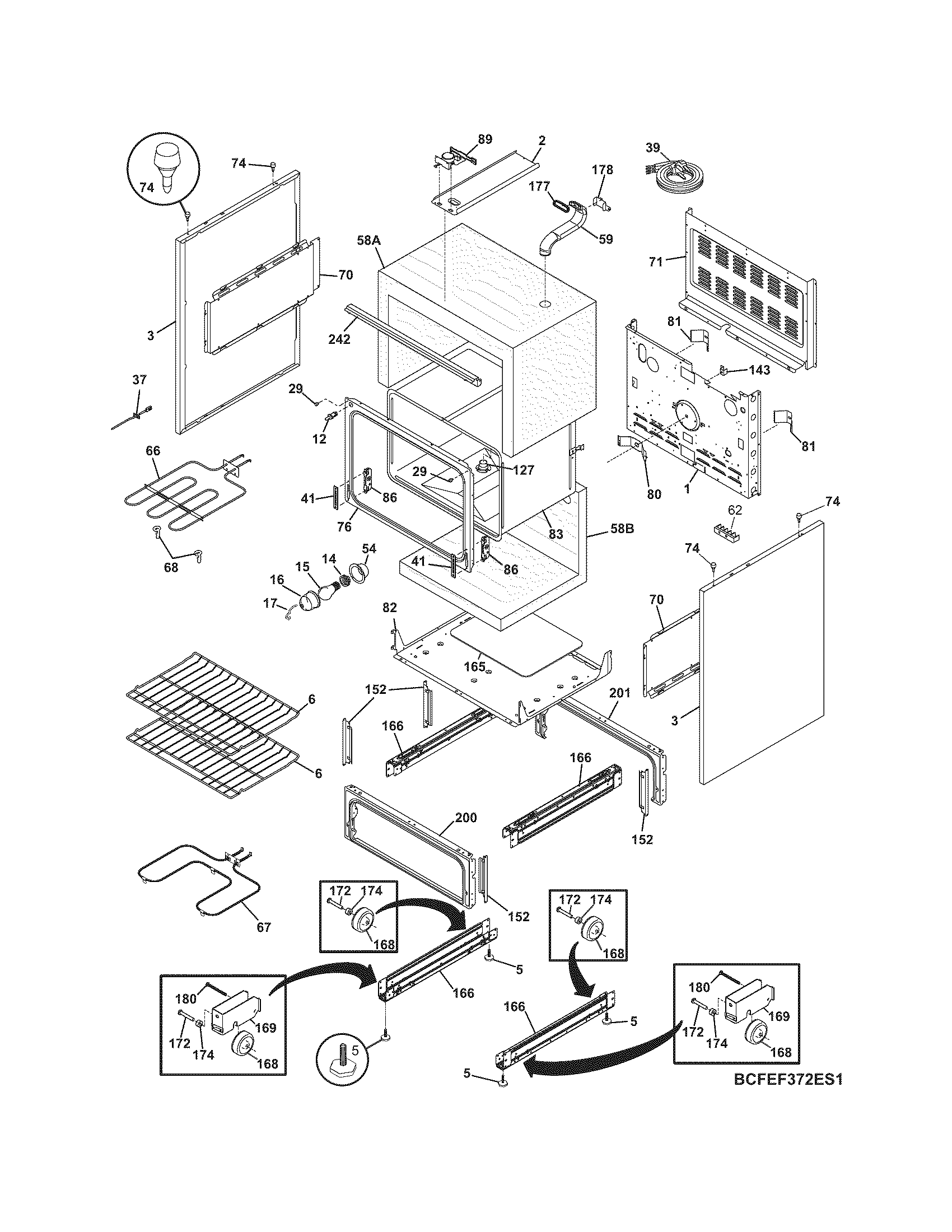 Frigidaire CFEF372EQ1 body diagram