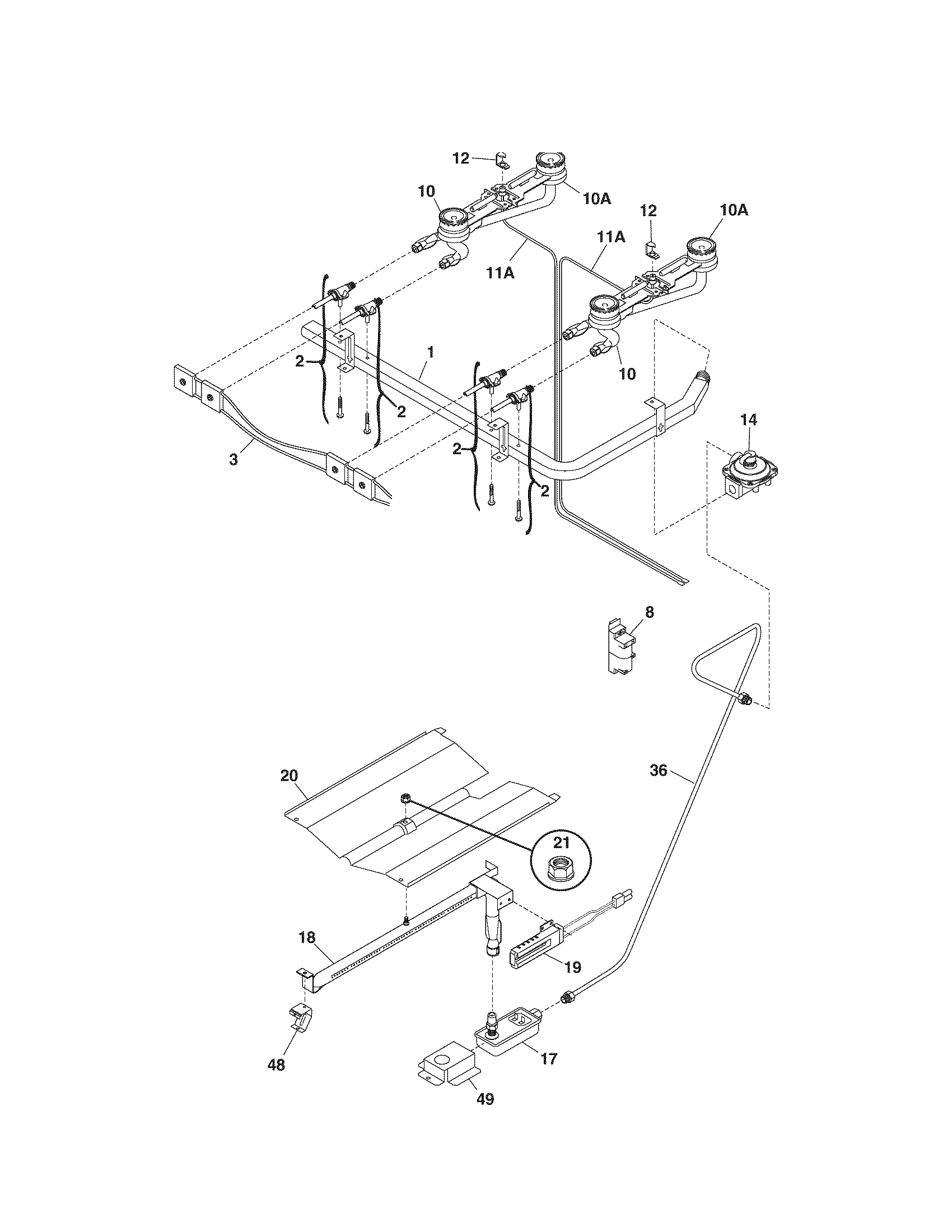 Kenmore 79070281402 burner diagram