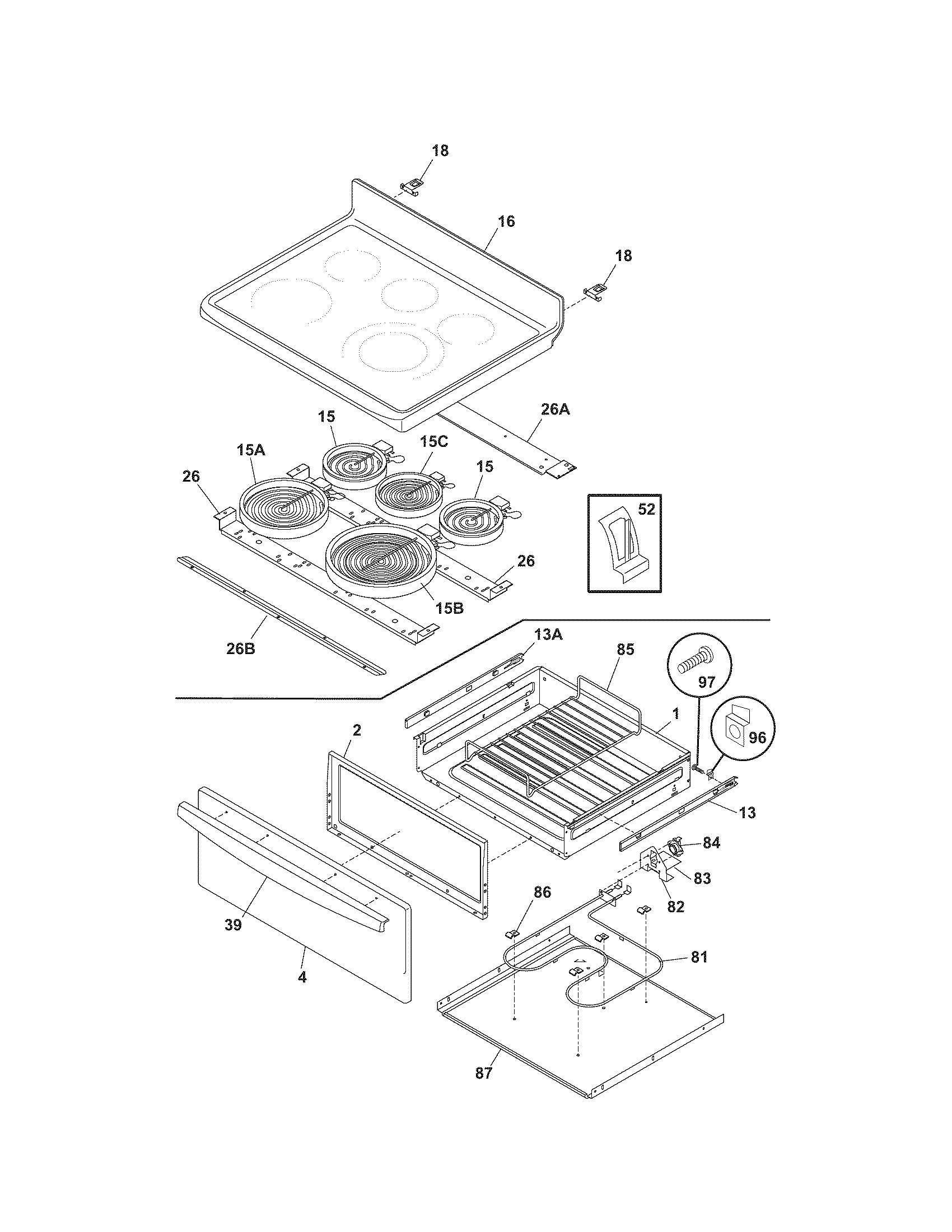 Kenmore 79096539500 top/drawer diagram