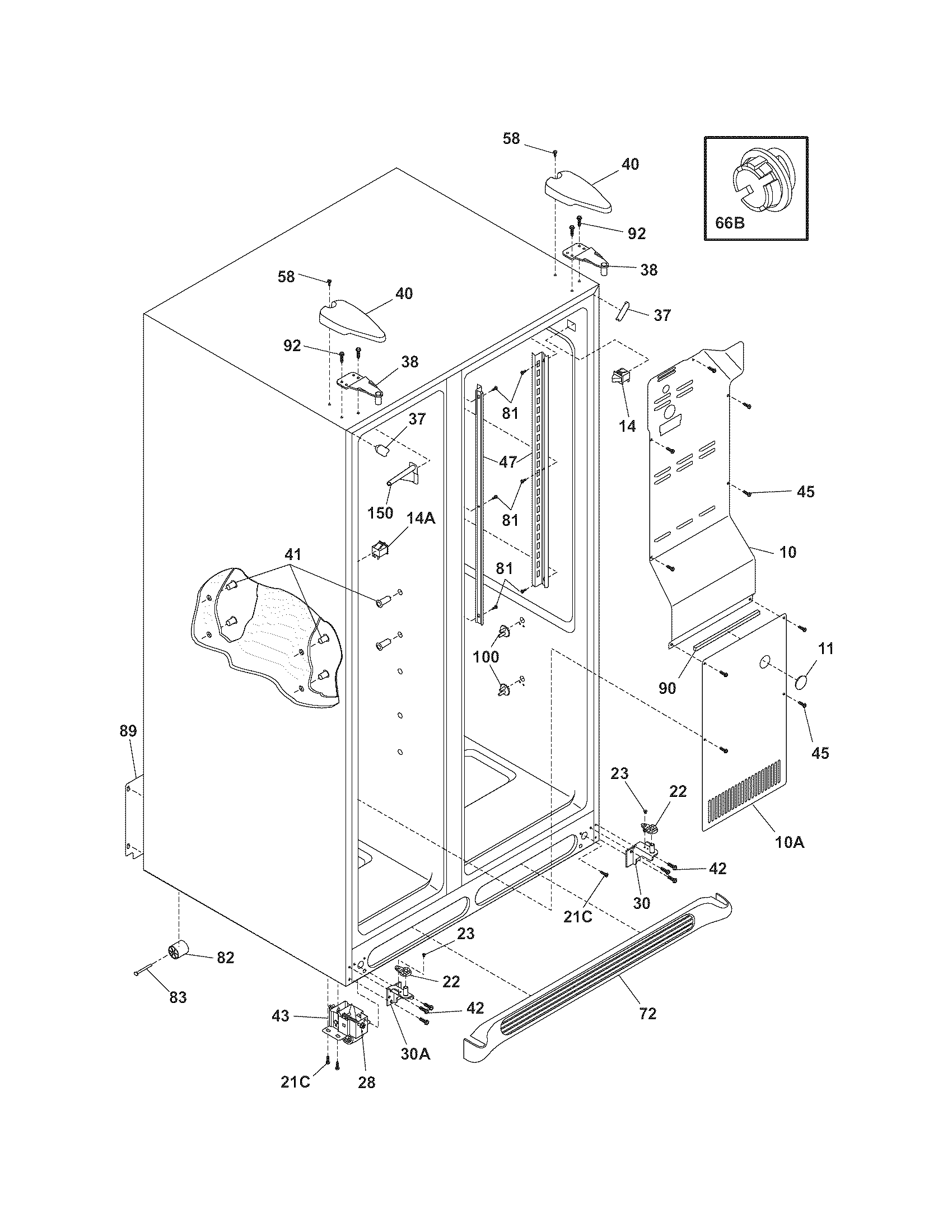 Frigidaire FRS26KF5DB7 cabinet diagram