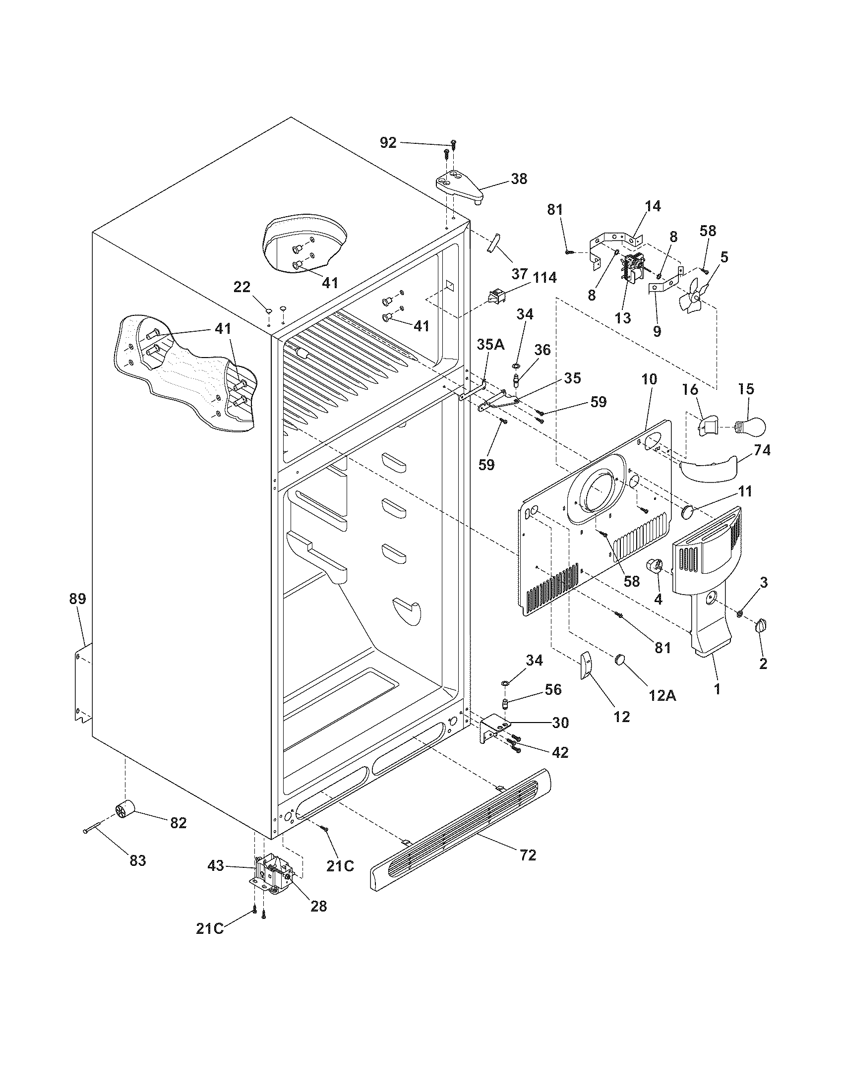 Frigidaire GLRT83TEK6 cabinet diagram