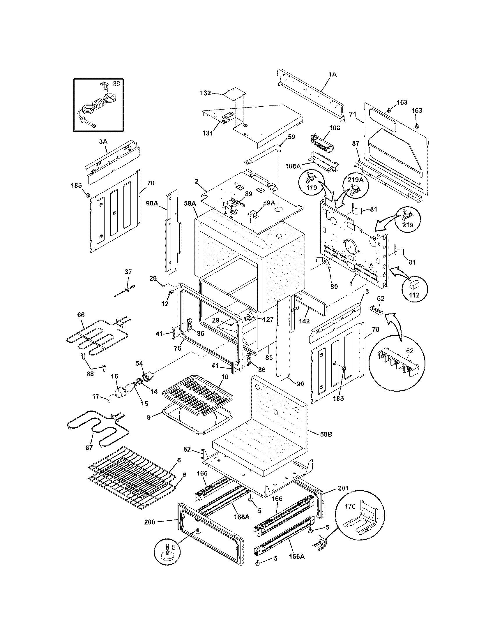 Frigidaire CFES365ES1 body diagram