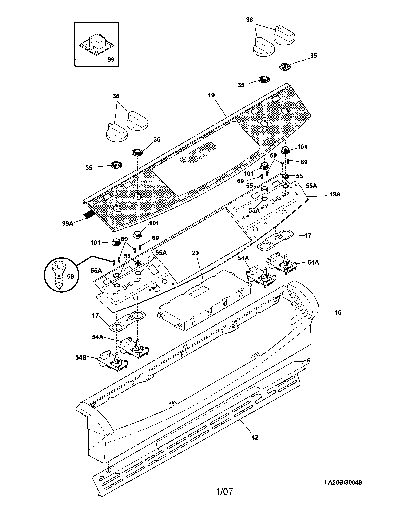 Frigidaire PLES389ECB backguard diagram