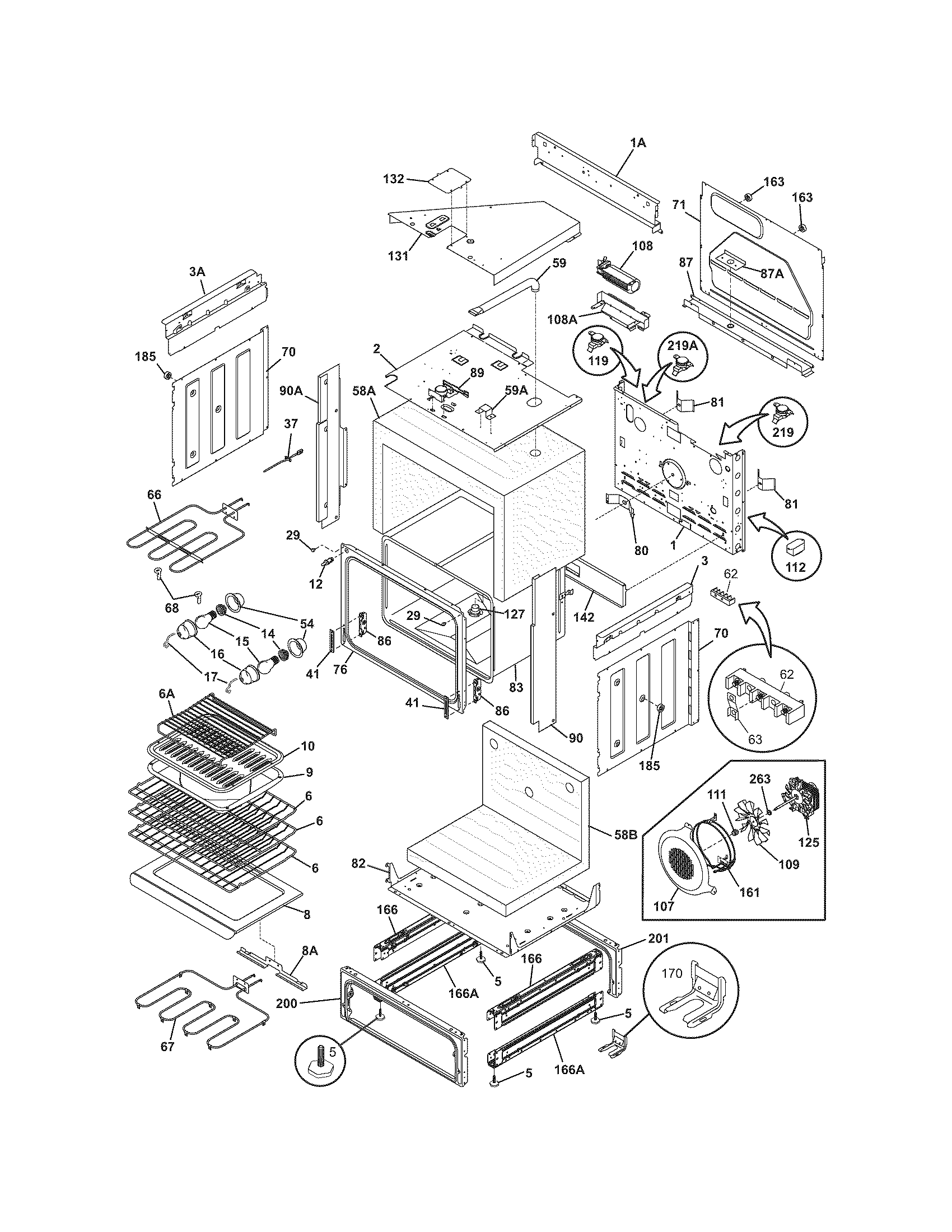 Frigidaire PLES389ECB body diagram