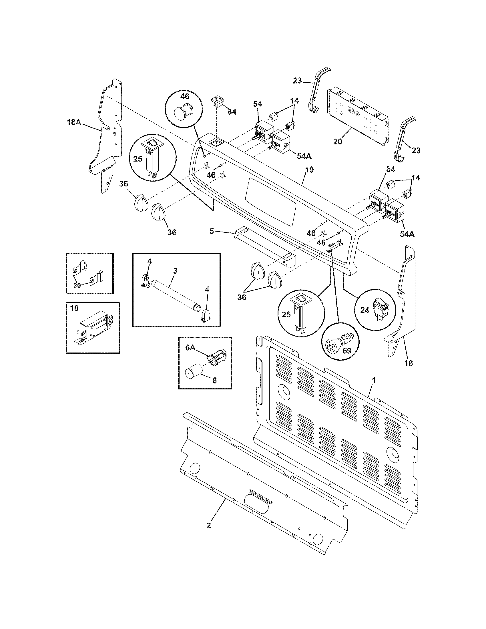 Frigidaire CFEF358ES1 backguard diagram