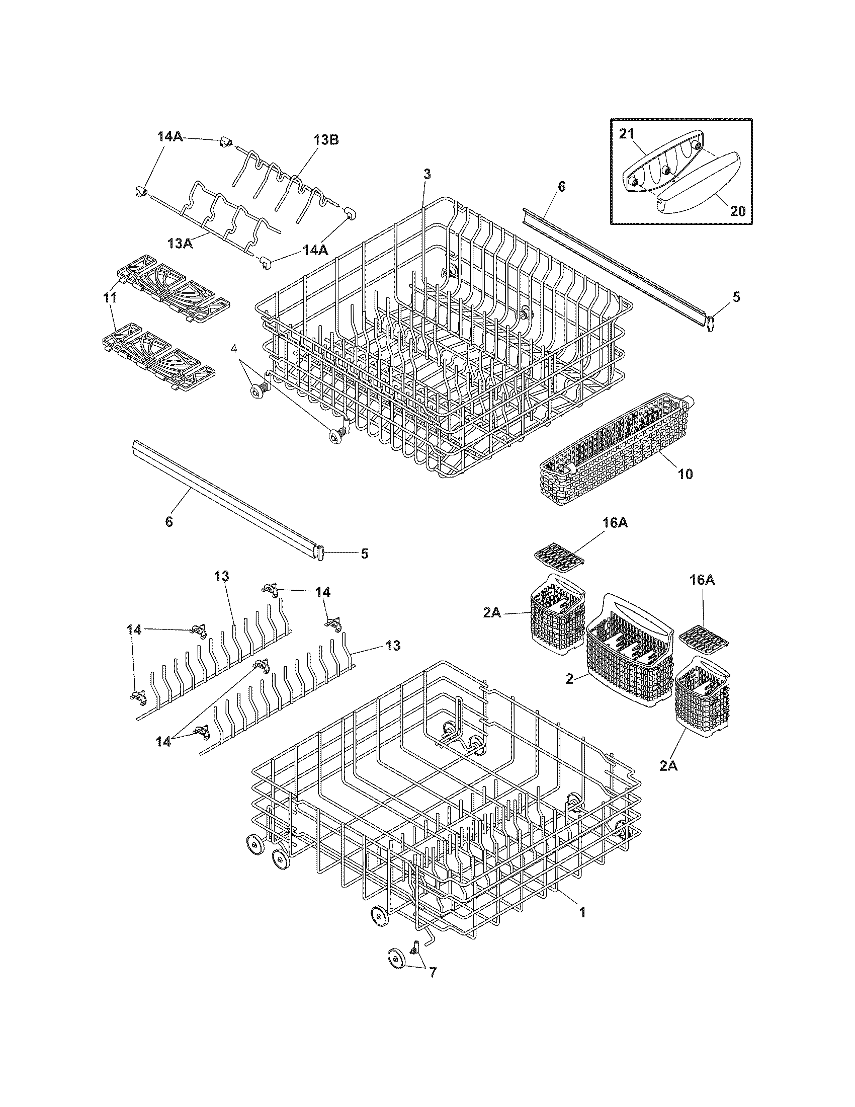 Frigidaire FDB2410LDQ2 racks diagram
