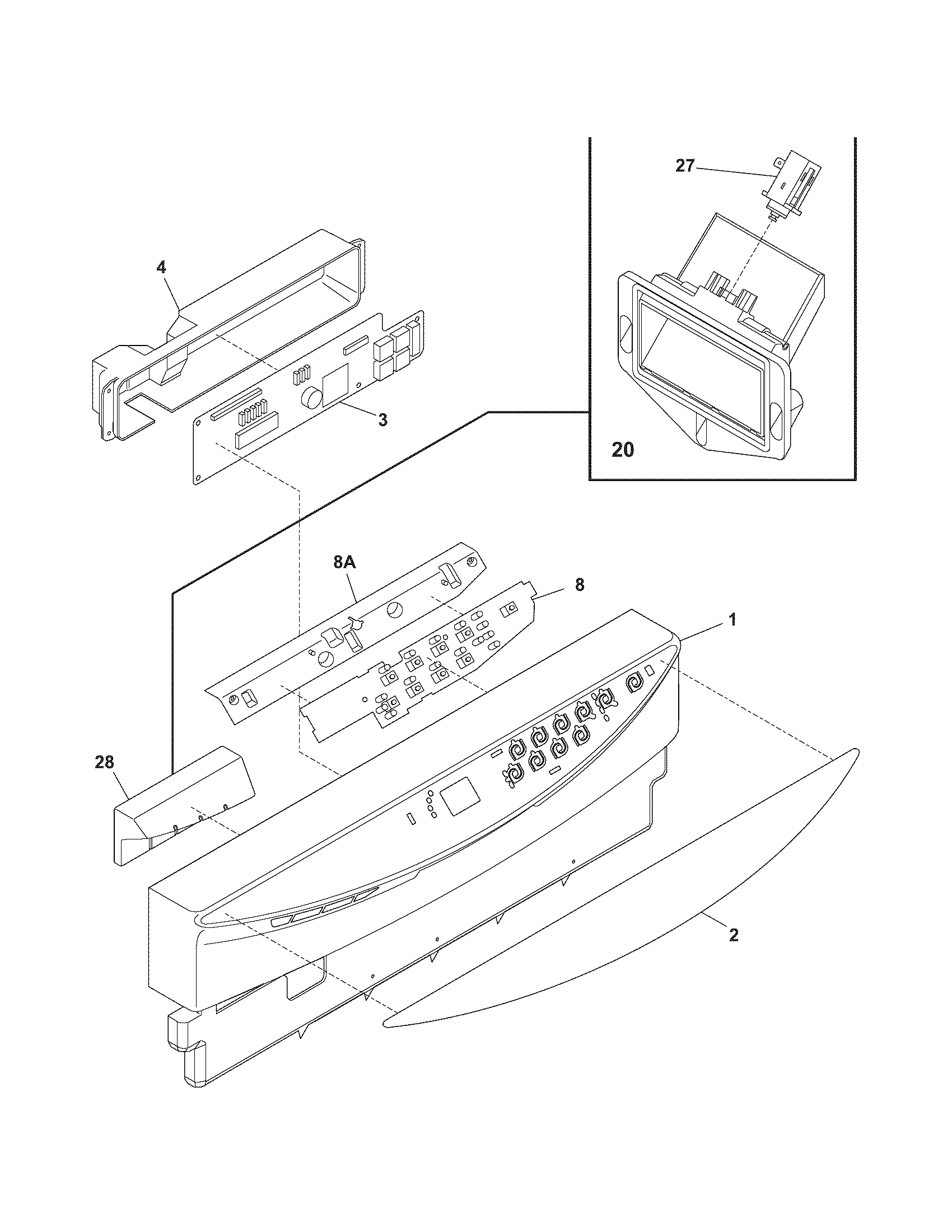 Frigidaire GLD2250RDB2 control panel diagram
