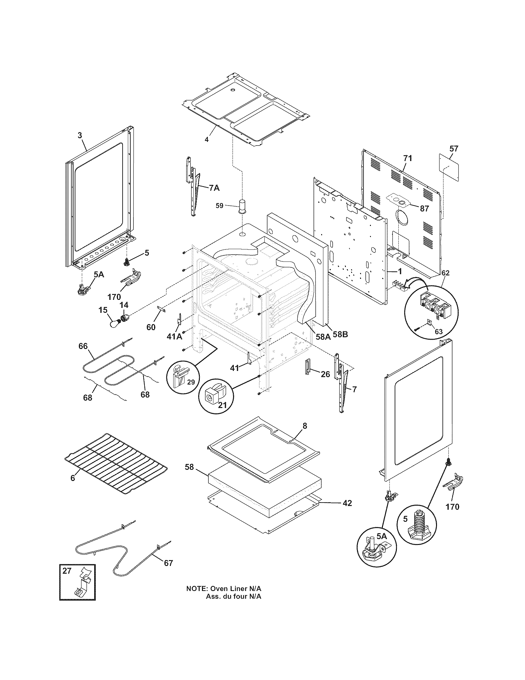 Frigidaire FEF316BQE body diagram