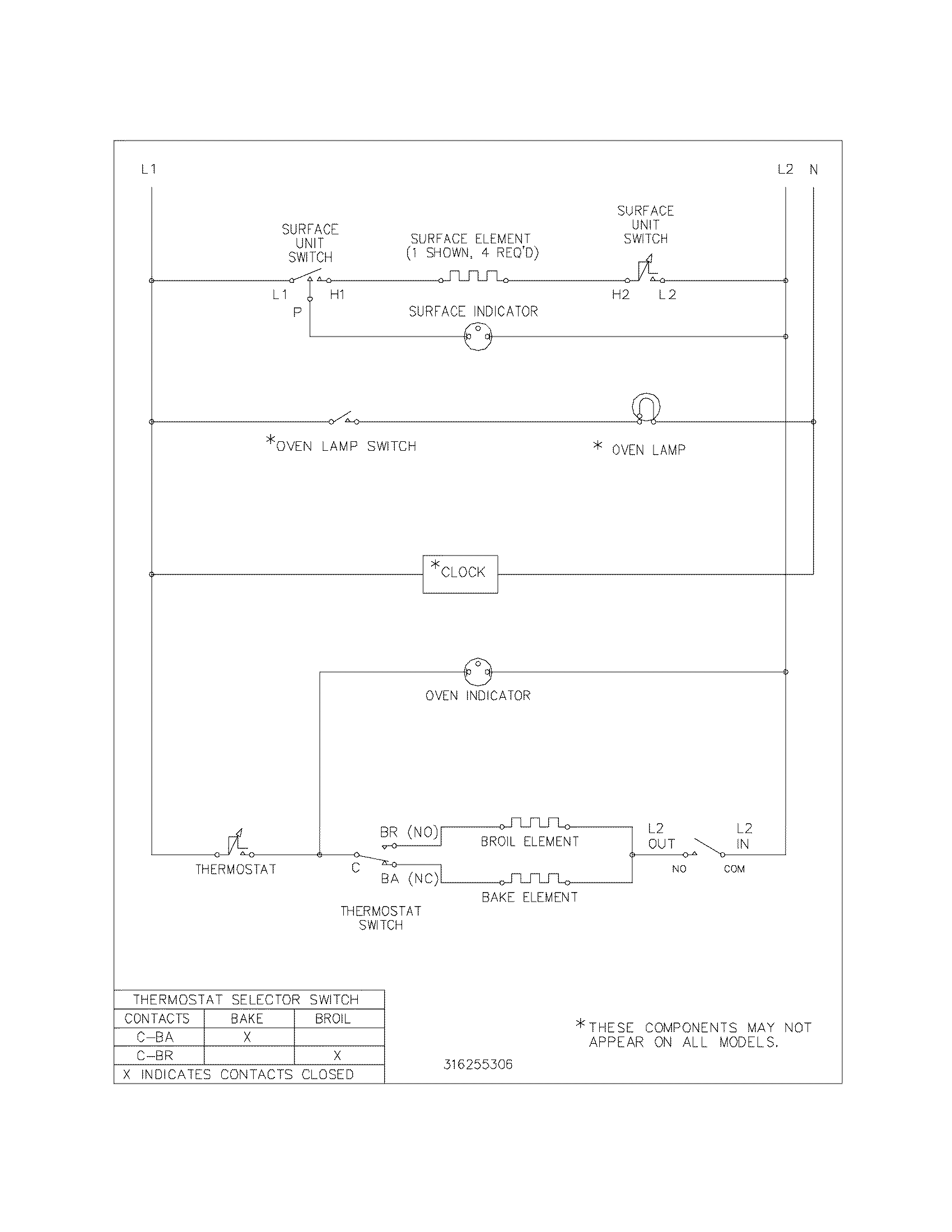 Frigidaire FEF316BQE wiring schematic diagram