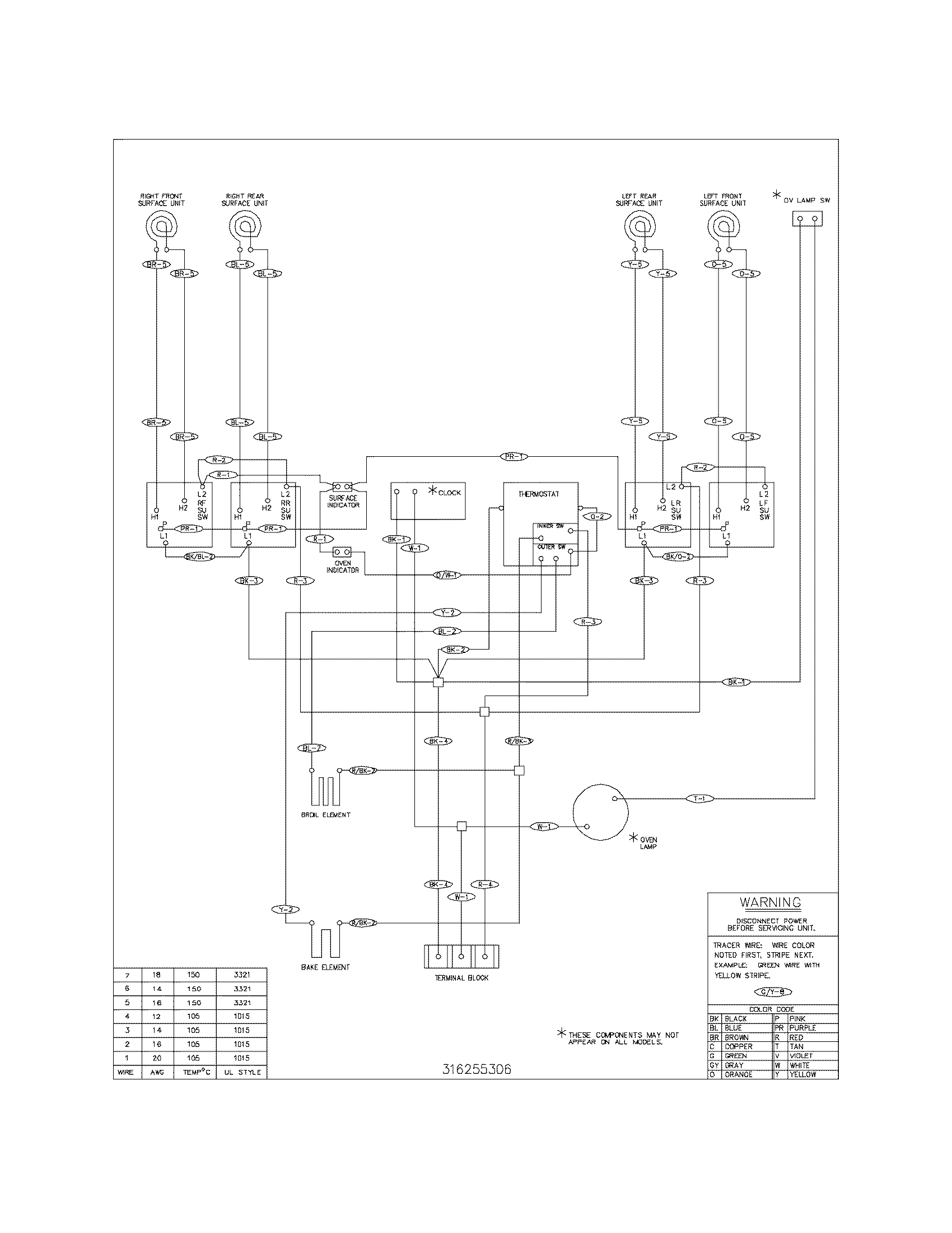 Frigidaire FEF316BQE wiring diagram diagram
