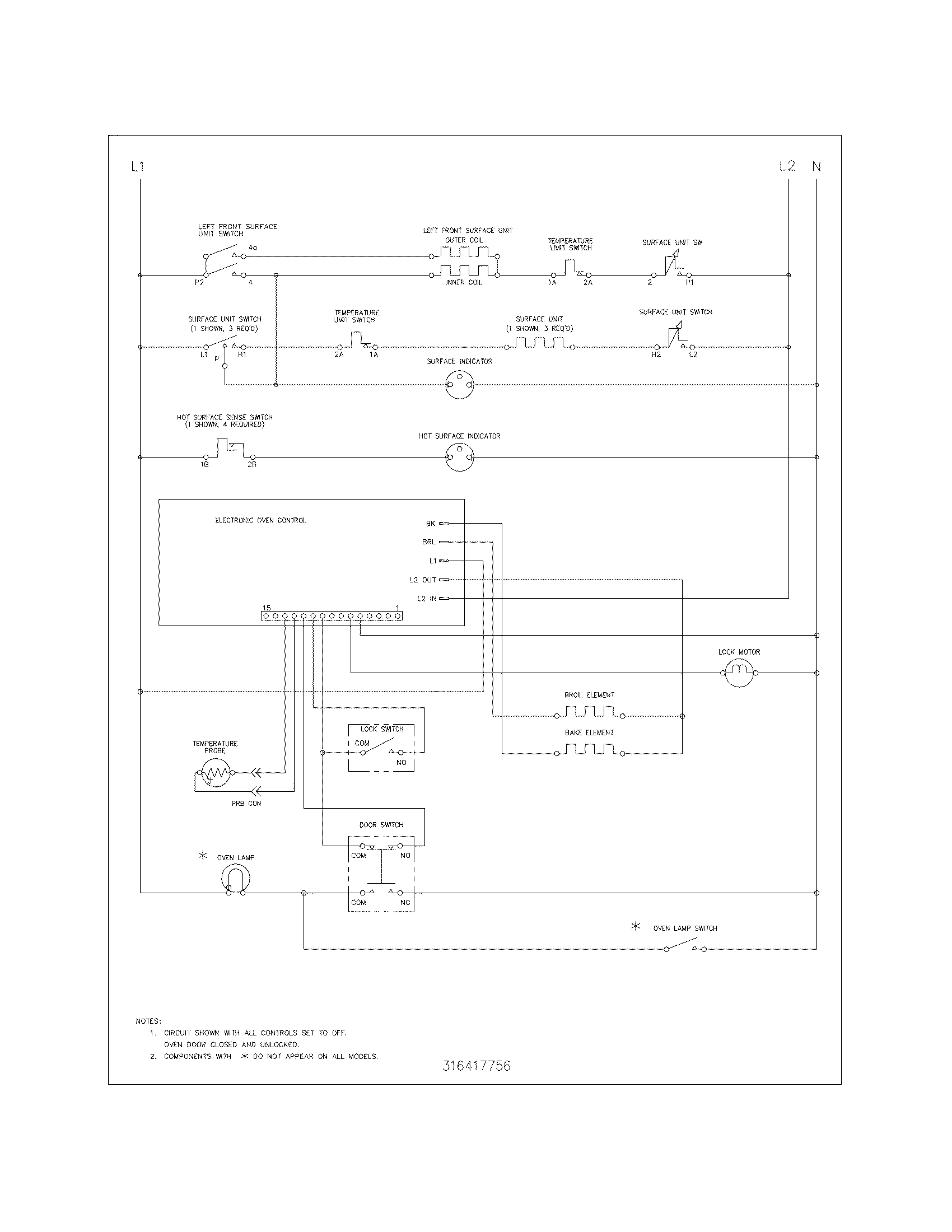 Frigidaire FEFS66DQF wiring schematic diagram