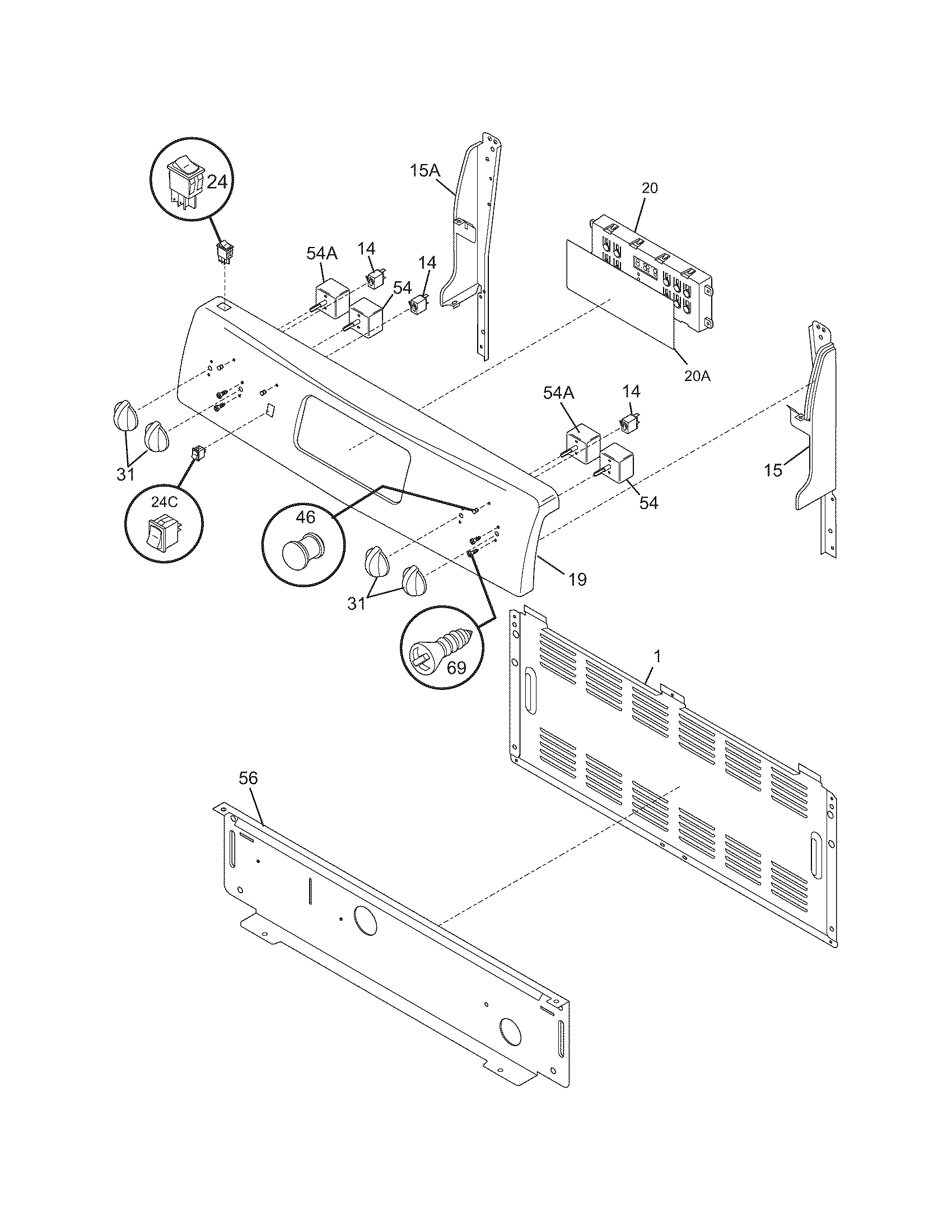 Frigidaire FEFL58ESA backguard diagram