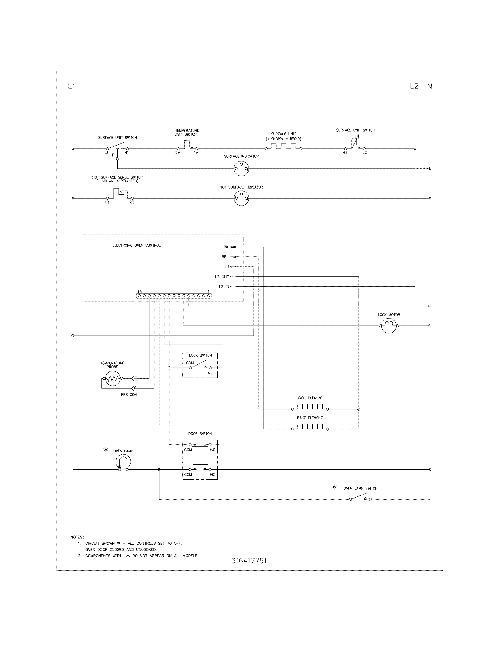 Frigidaire FEFB66ECC wiring schematic diagram