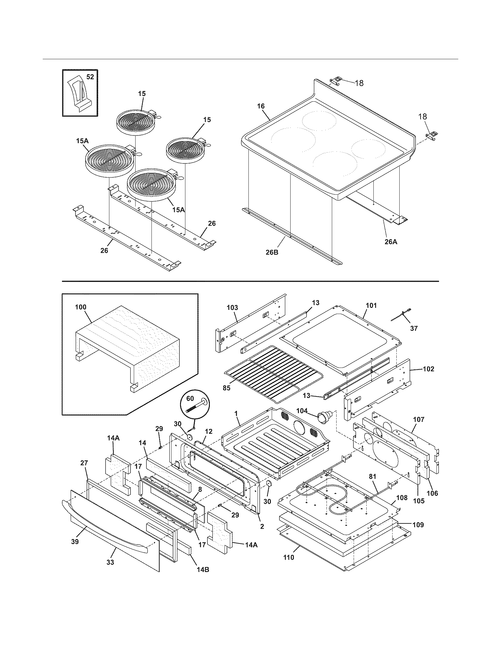 Frigidaire FEFLM66EBA top/mini oven diagram