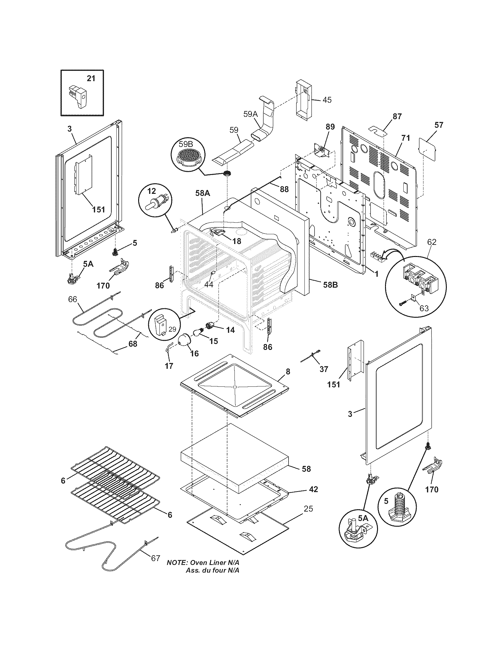 Frigidaire FEF366ECA body diagram