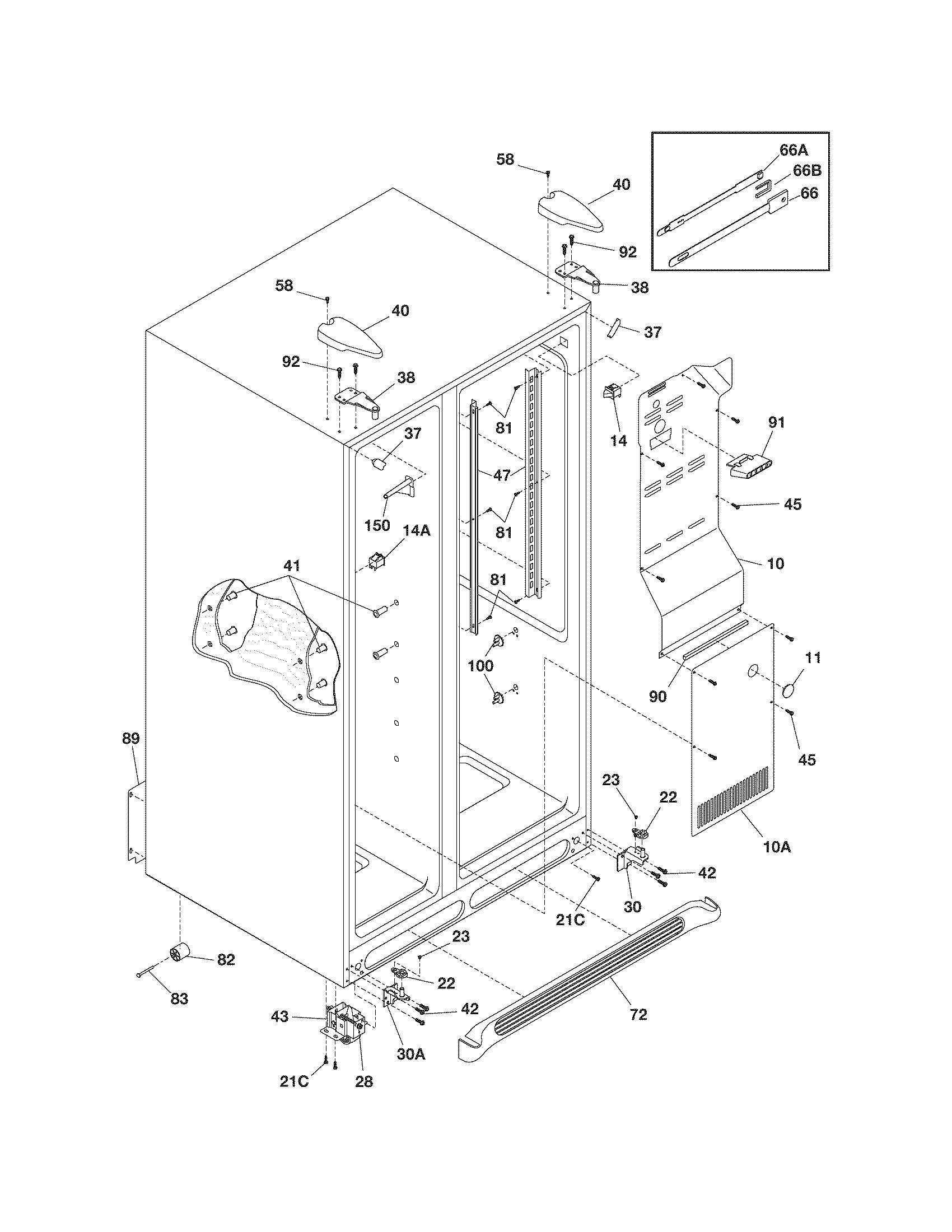 Frigidaire FRS23LH5DSR cabinet diagram